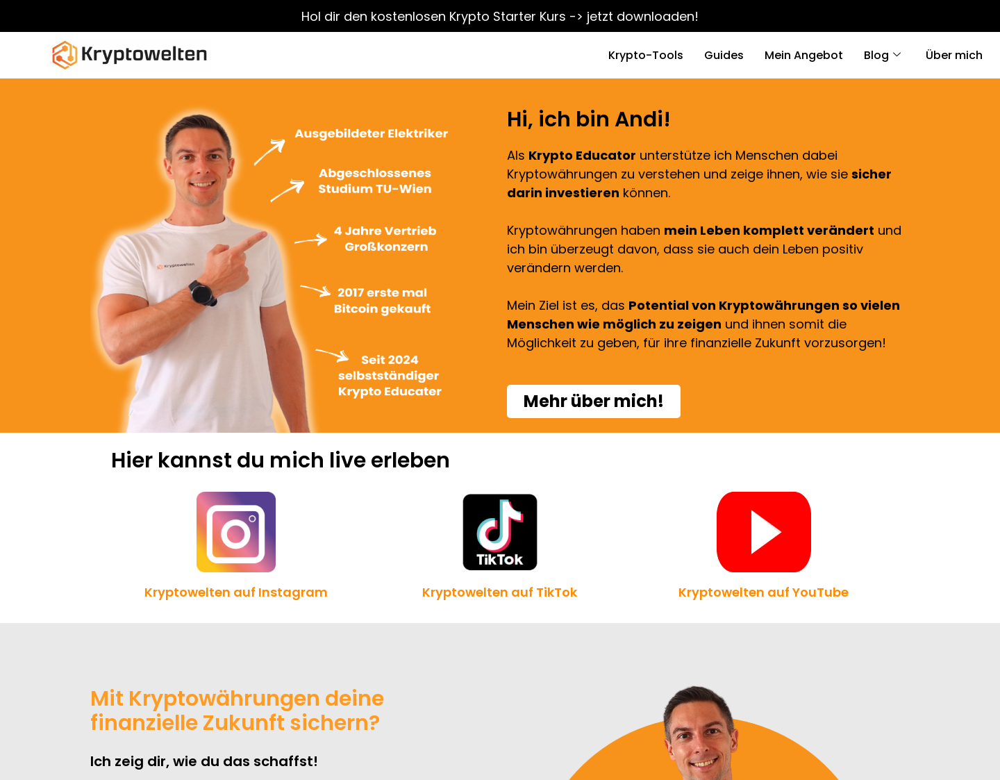 Aktuelle Website-Vorschau von Kryptowelten