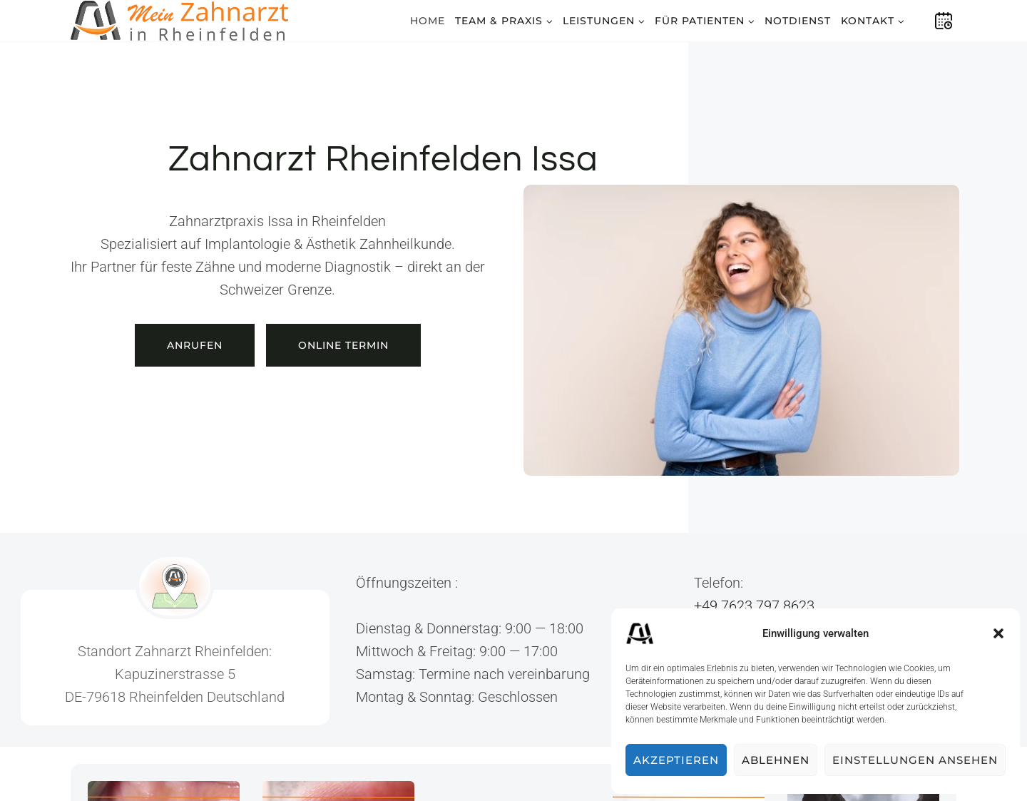Aktuelle Website-Vorschau von Zahnarzt Rheinfelden Issa