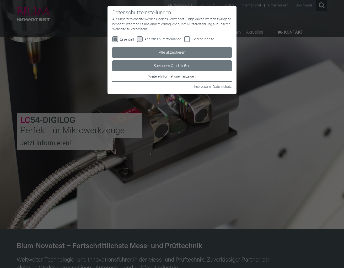 Aktuelle Website-Vorschau von Blum-Novotest GmbH