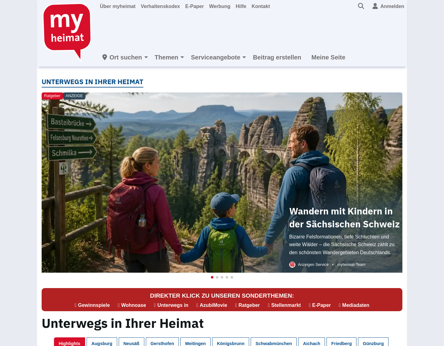 Aktuelle Website-Vorschau von MyHeimat.de