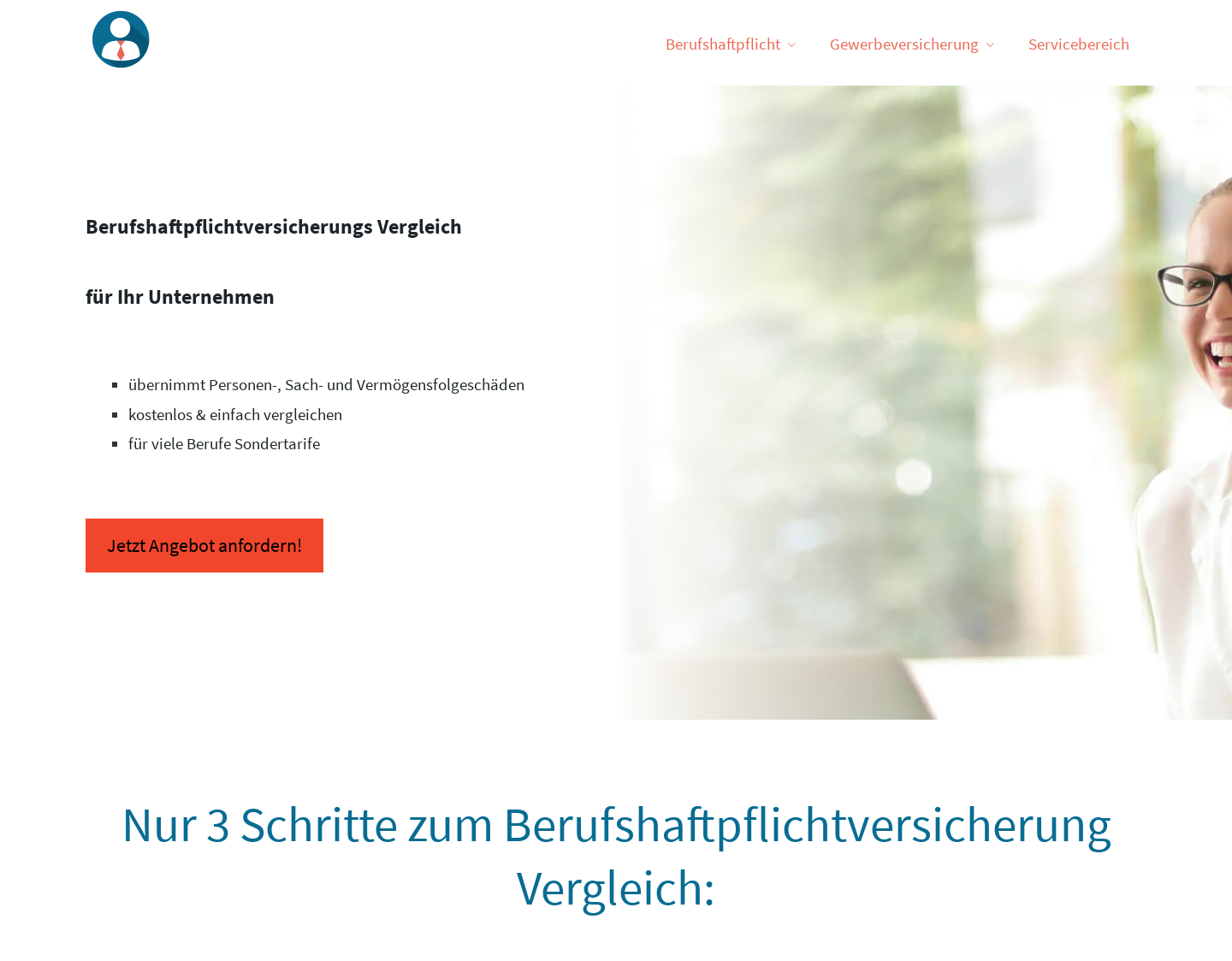 Aktuelle Website-Vorschau von Berufshaftpflichtversicherung Vergleich