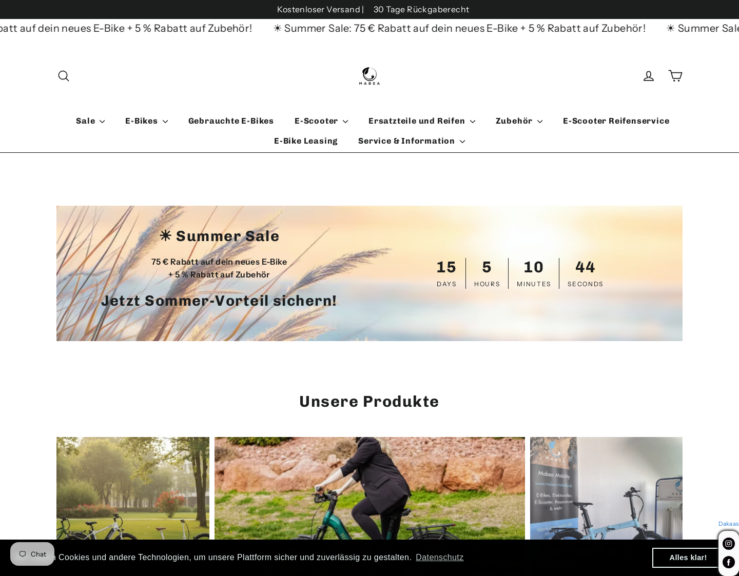 Aktuelle Website-Vorschau von Mabea-Mobility