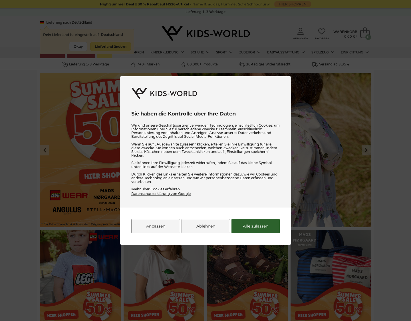 Aktuelle Website-Vorschau von Kids-world