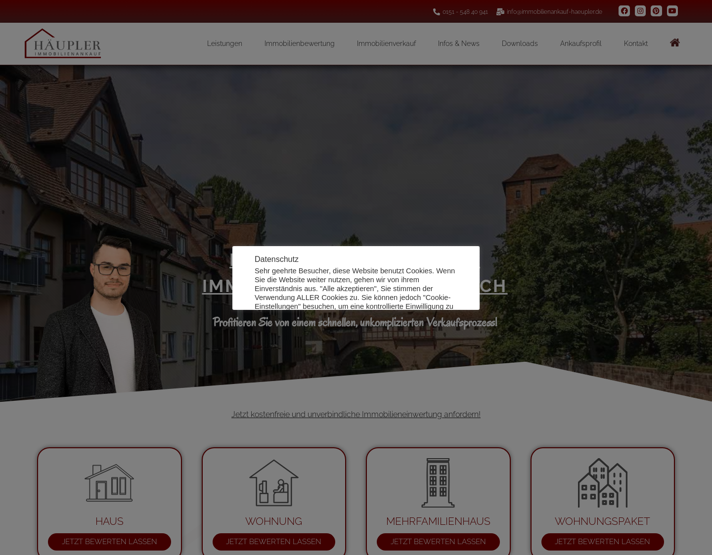 Aktuelle Website-Vorschau von Immobilienankauf Häupler