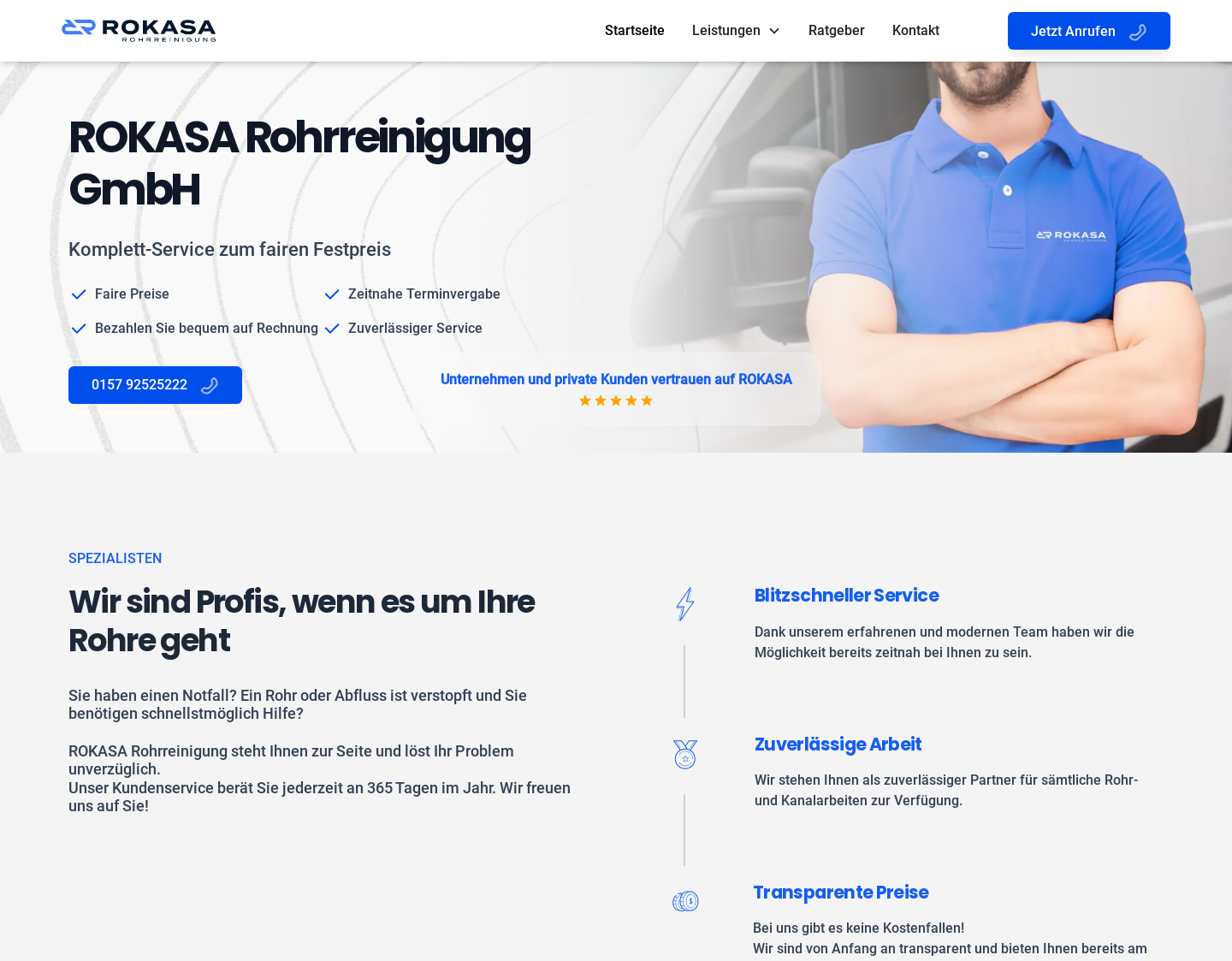 Aktuelle Website-Vorschau von Rohrreinigung Stuttgart | ROKASA