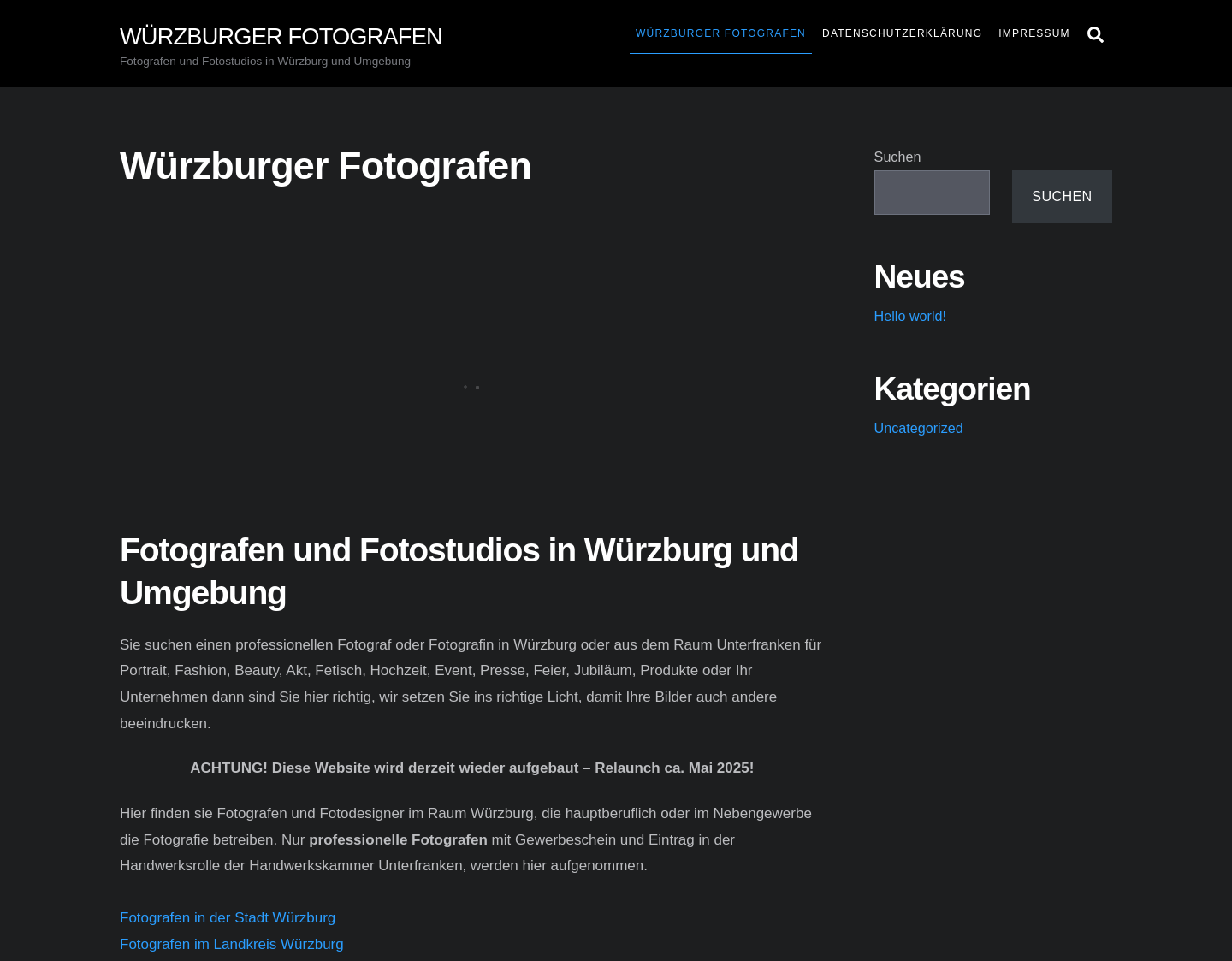 Aktuelle Website-Vorschau von Würzburger Fotografen