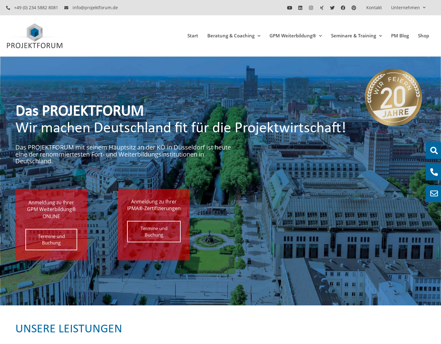 Aktuelle Website-Vorschau von Projektforum Rhein Ruhr GmbH