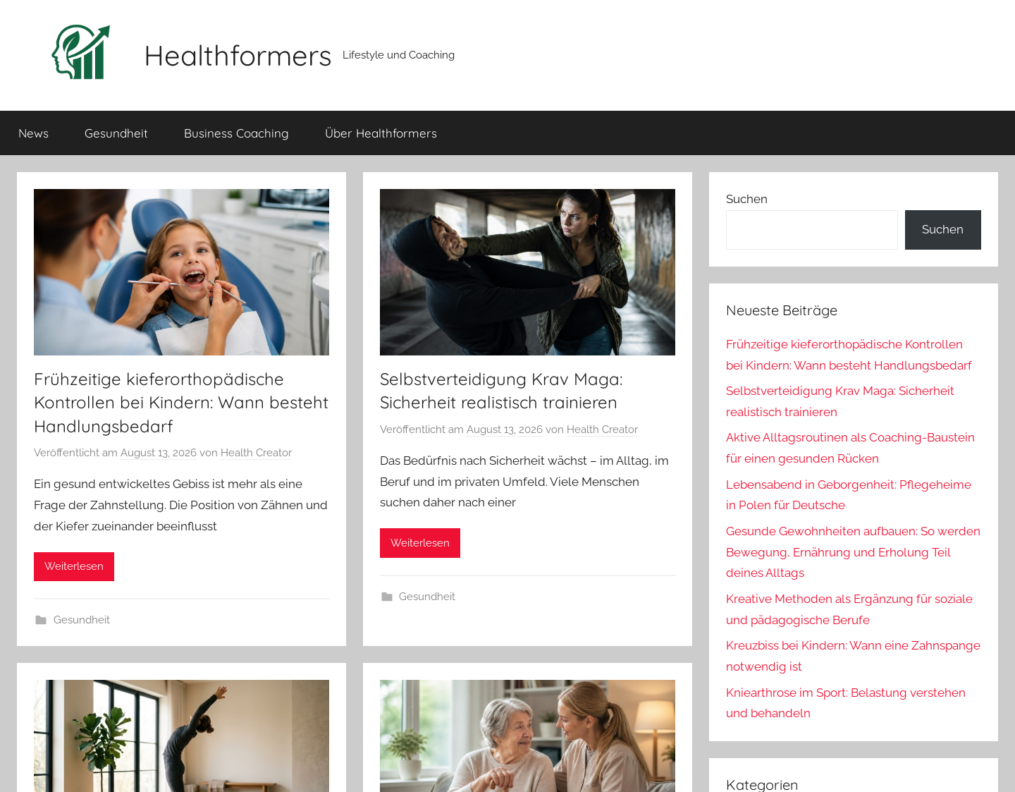 Aktuelle Website-Vorschau von Healthformers