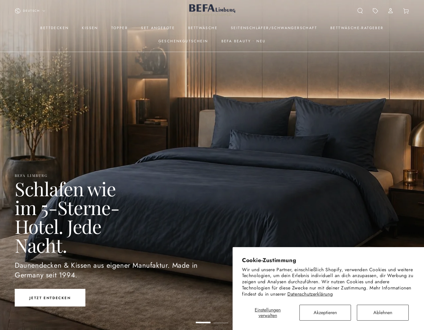 Aktuelle Website-Vorschau von BEFA Limburg Bettwarenfabrik GmbH