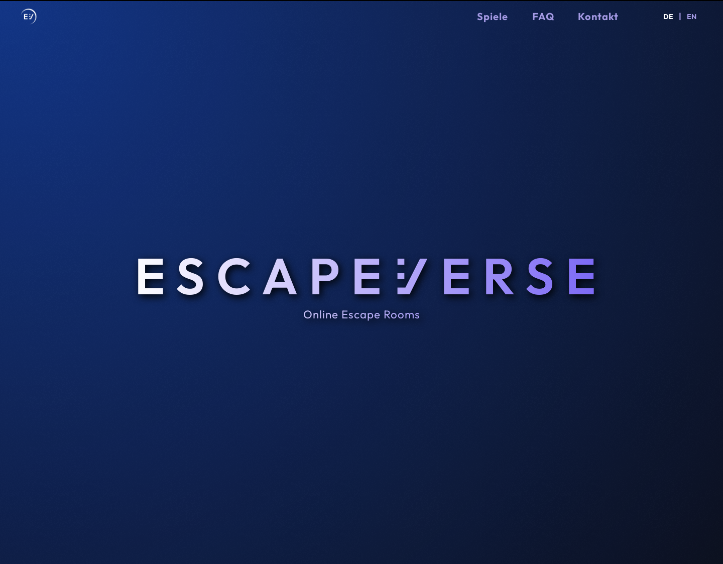 Aktuelle Website-Vorschau von Escapeverse Online Escape Rooms