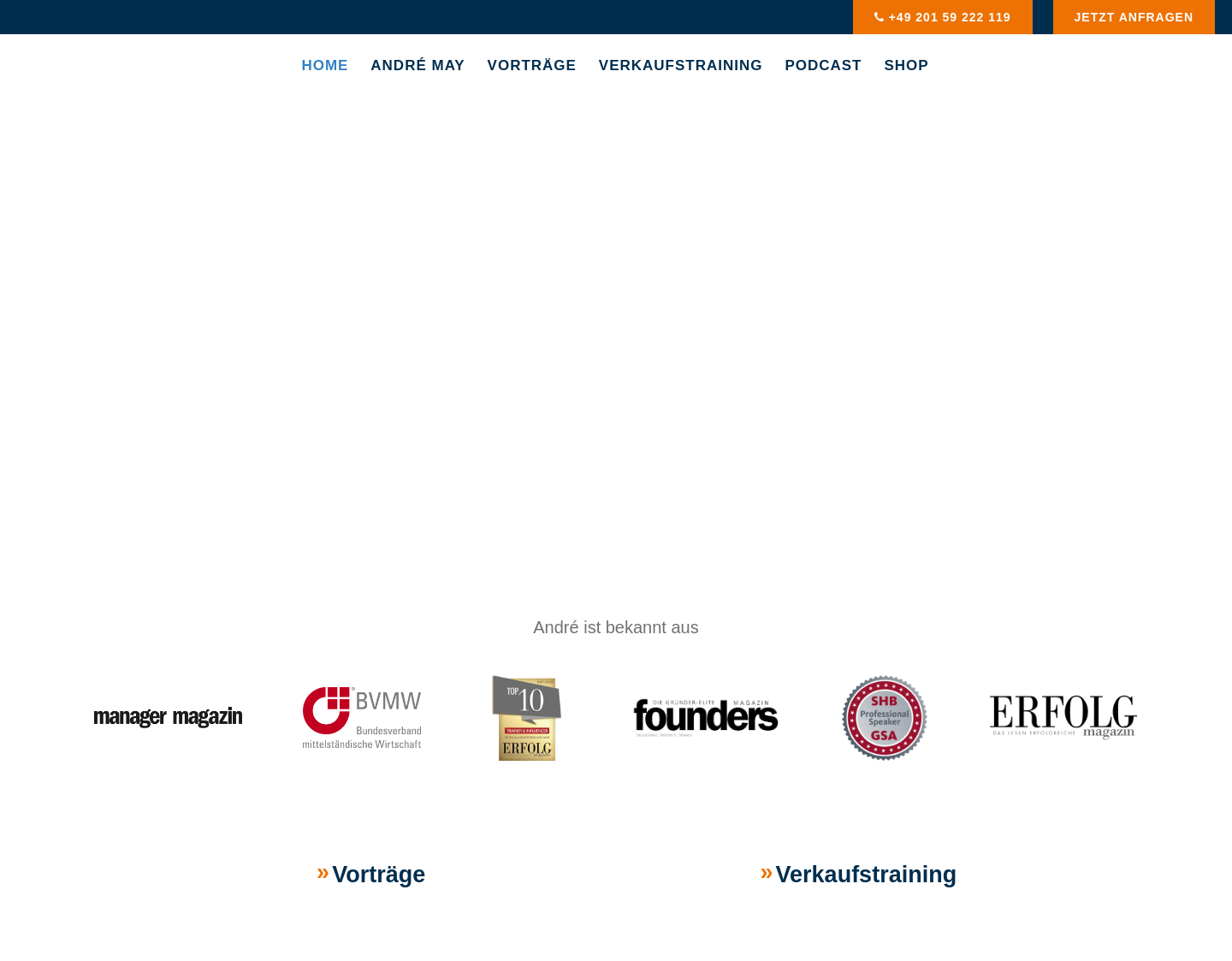 Aktuelle Website-Vorschau von André May Verkaufstraining