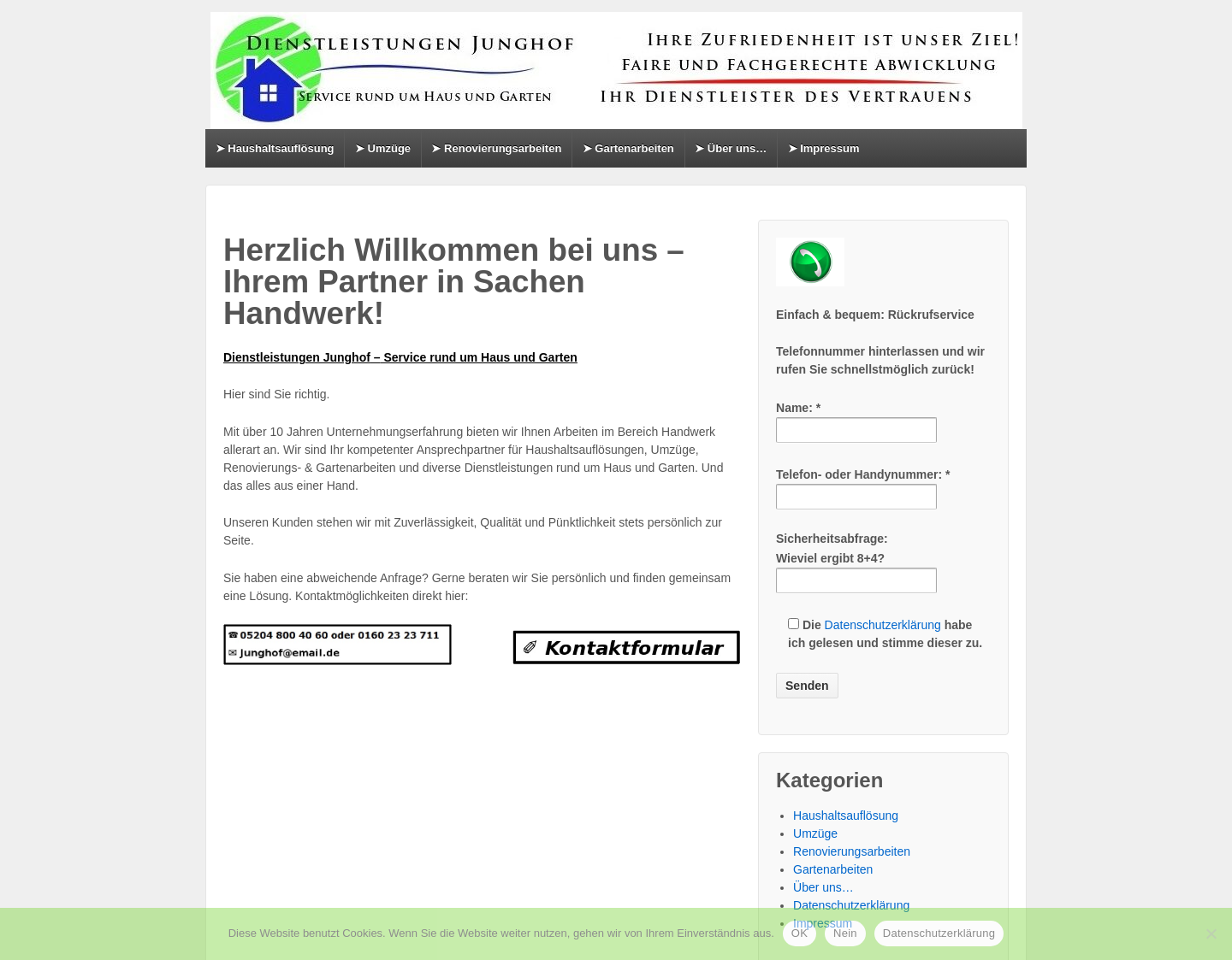 Aktuelle Website-Vorschau von Dienstleistungen Rafael Junghof