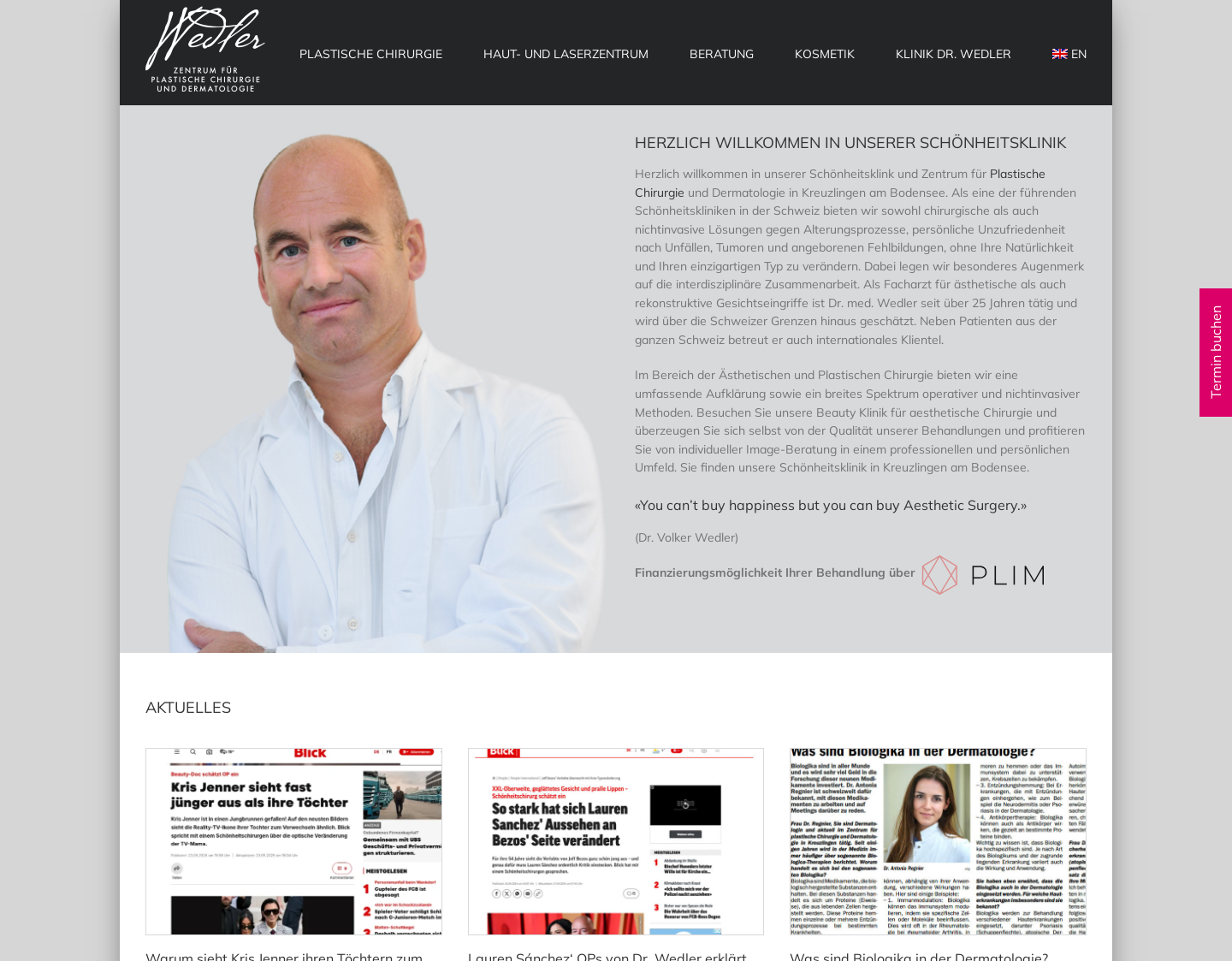 Aktuelle Website-Vorschau von Zentrum für Plastische Chirurgie und Dermatologie