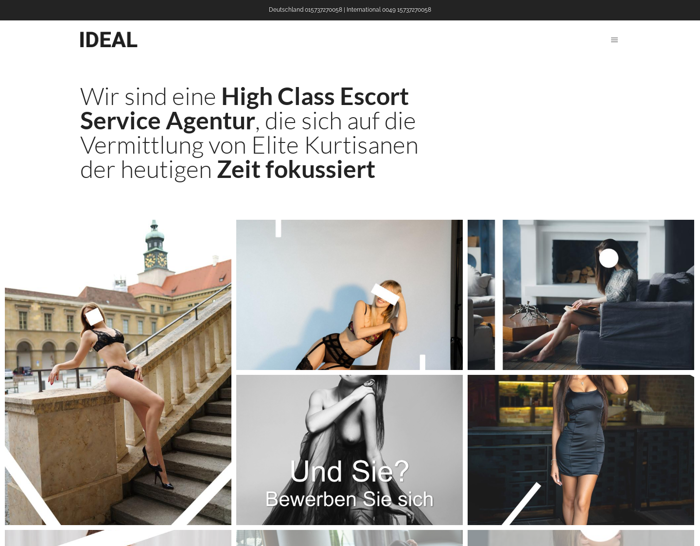 Aktuelle Website-Vorschau von Ideal Escort Elite Kurtisanen