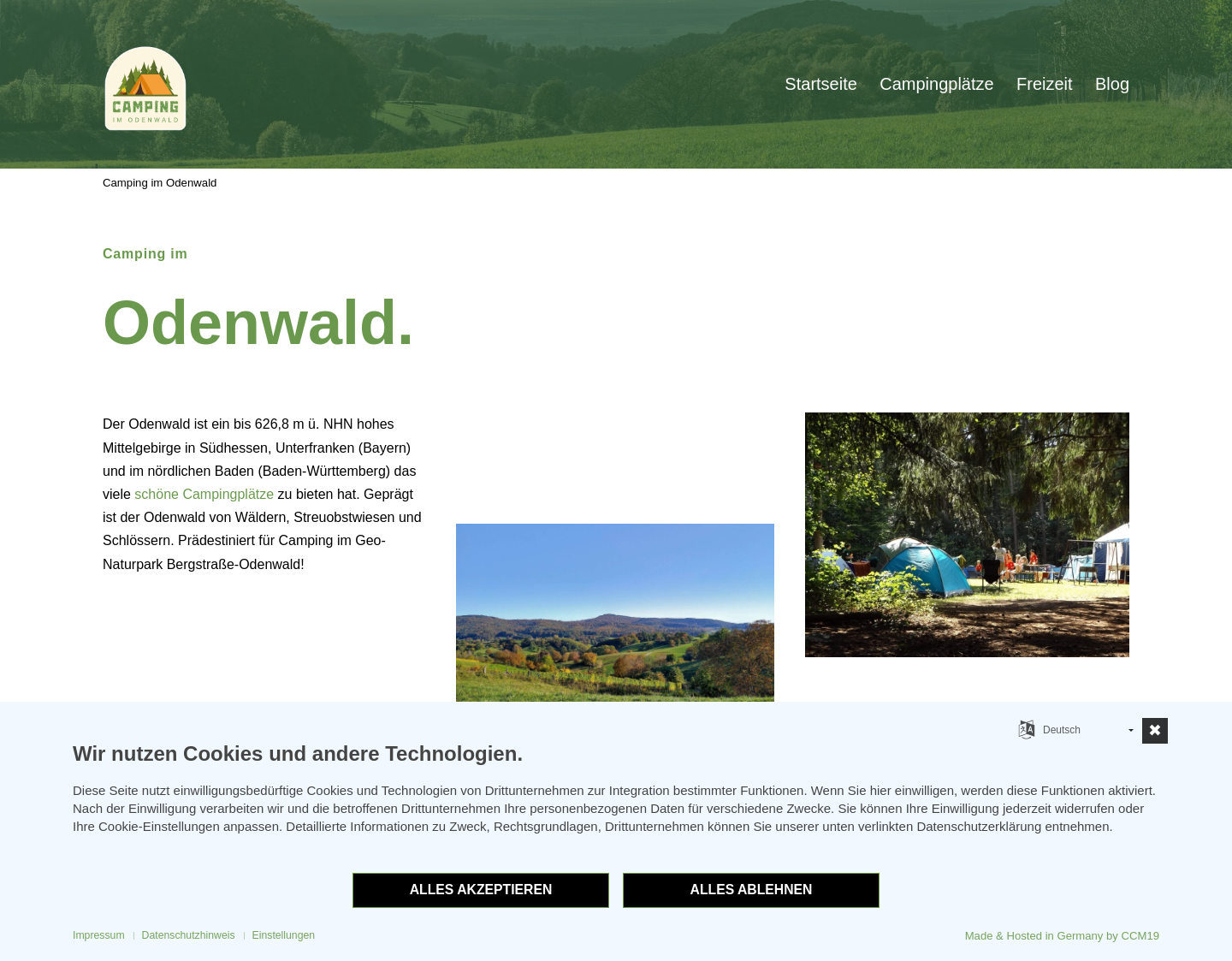 Aktuelle Website-Vorschau von Camping im Odenwald