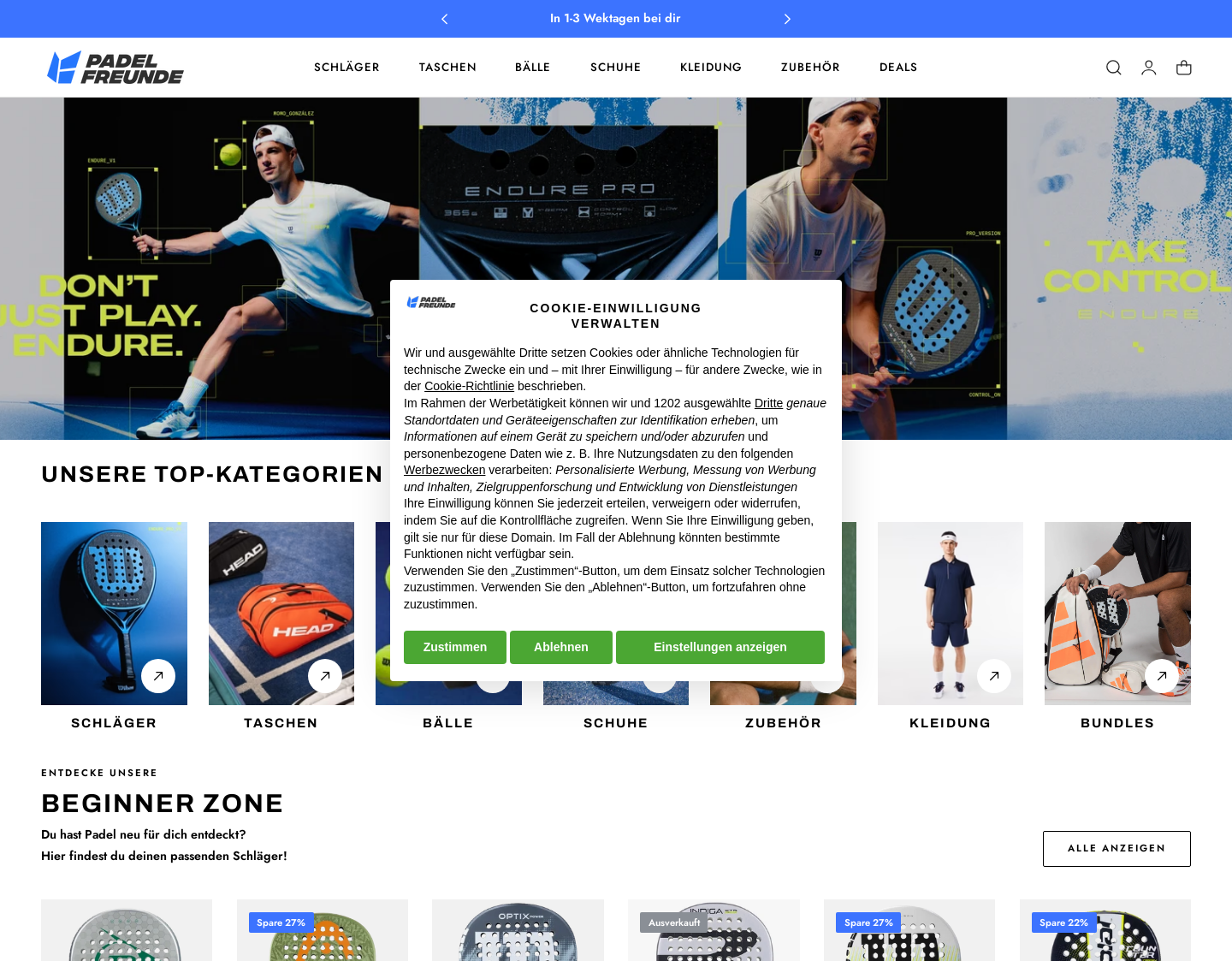 Aktuelle Website-Vorschau von Die Padelfreunde UG