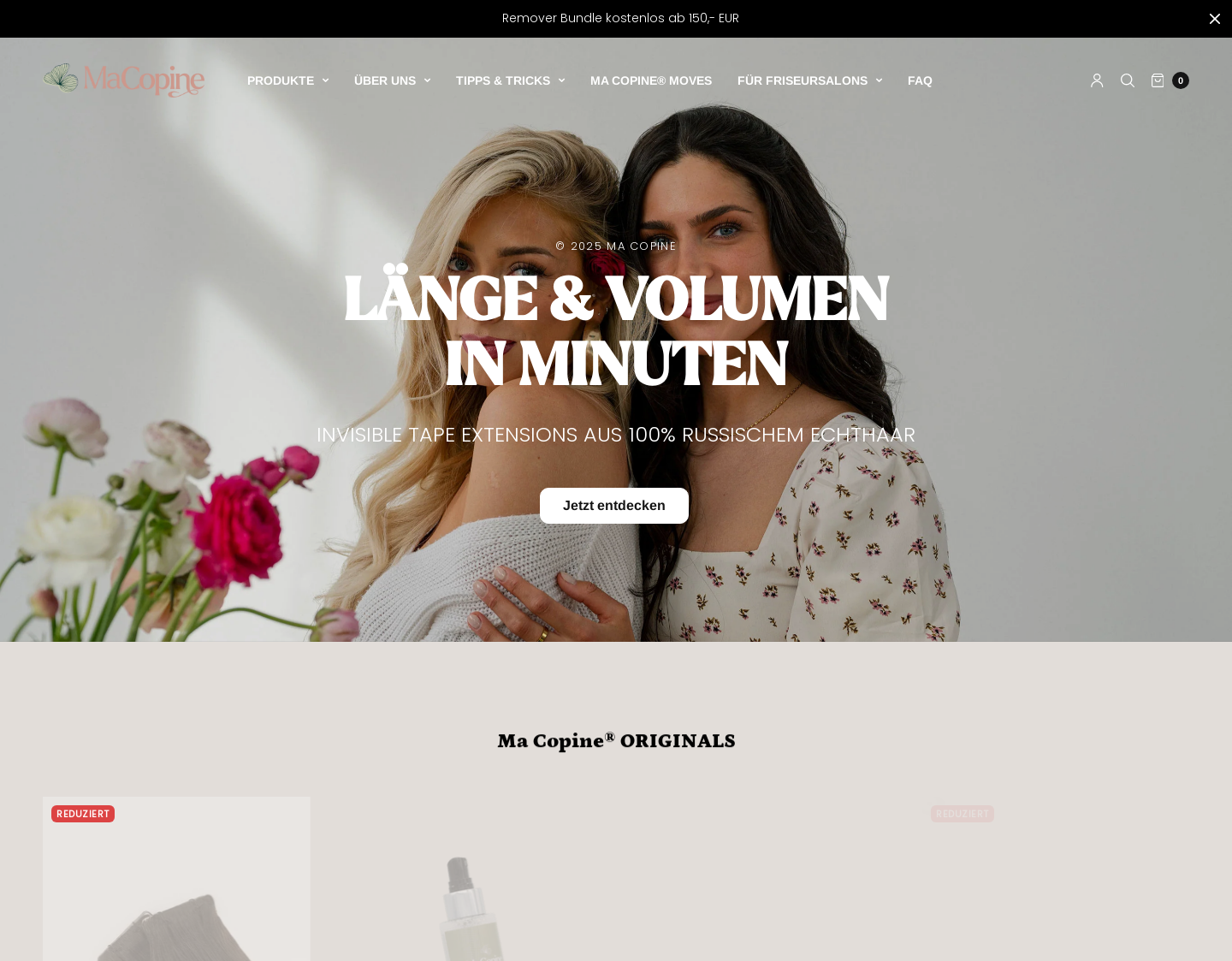 Aktuelle Website-Vorschau von Ma Copine - Echthaar Extensions
