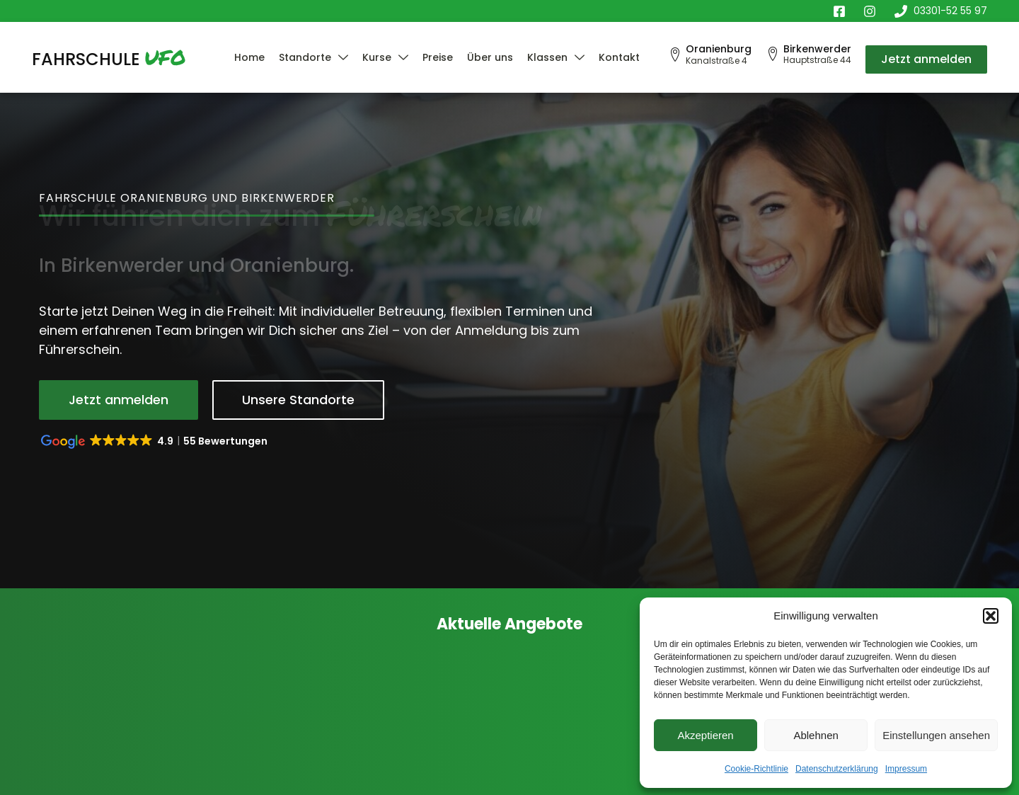 Aktuelle Website-Vorschau von Fahrschule UFO