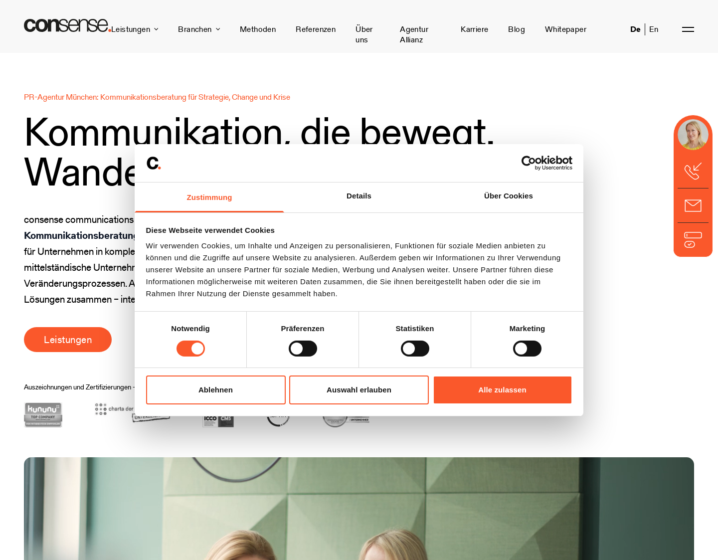 Aktuelle Website-Vorschau von consense communications GmbH (GPRA)