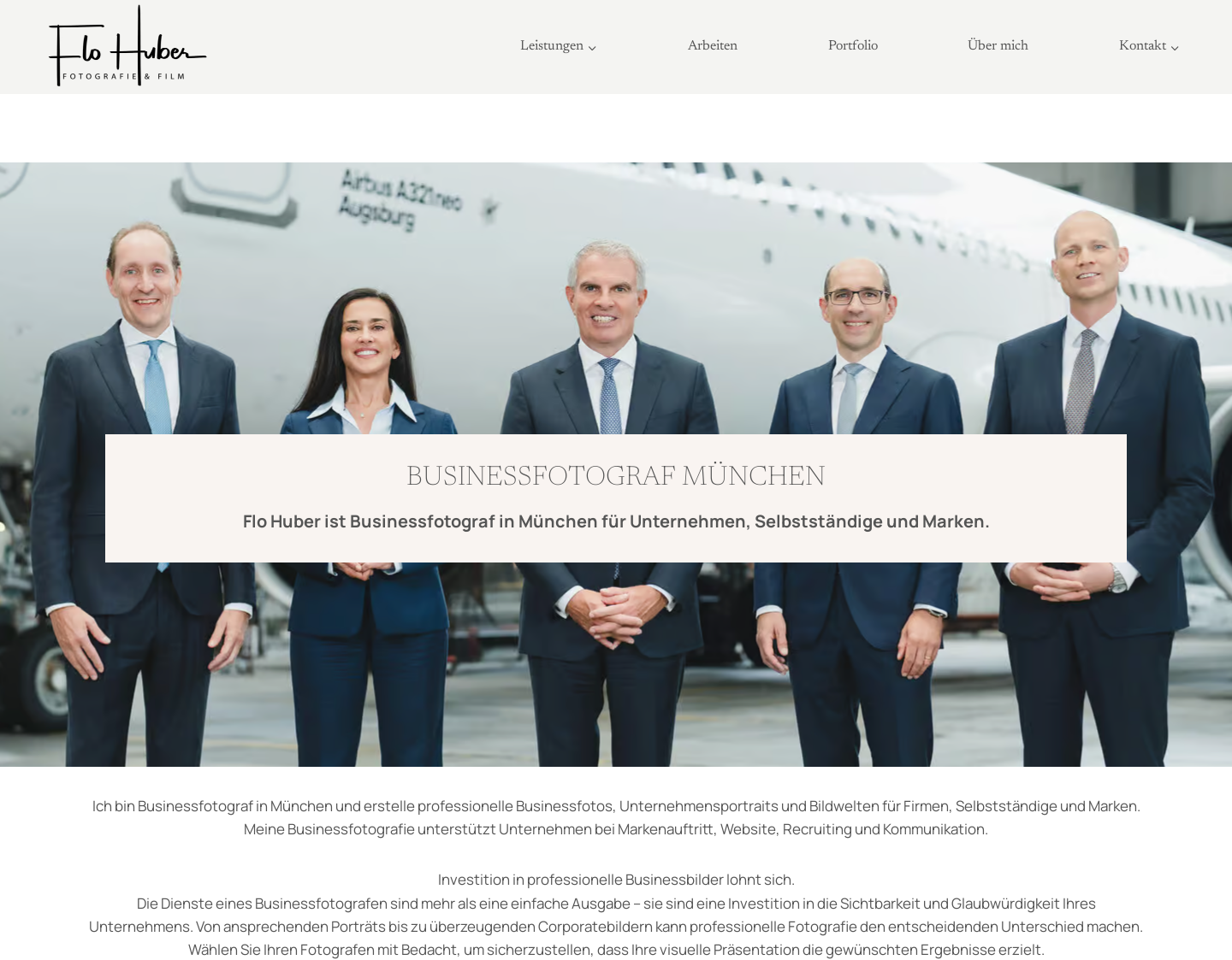 Aktuelle Website-Vorschau von Flo Huber Businessfotografie