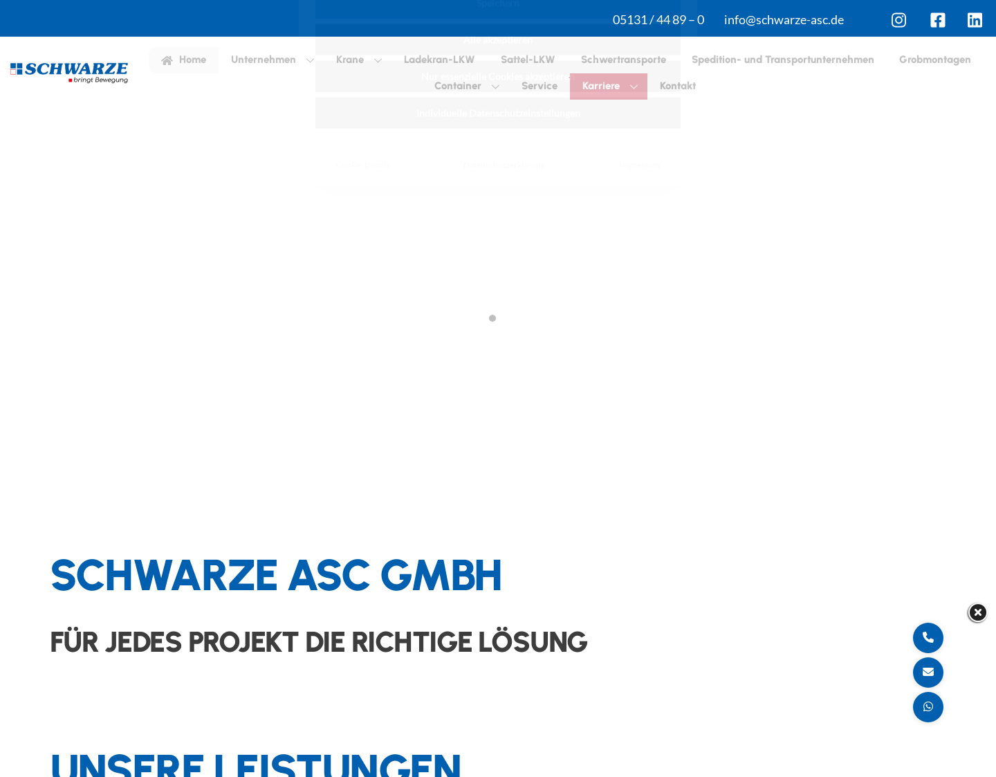 Aktuelle Website-Vorschau von Schwarze-ASC GmbH - Kranverleih