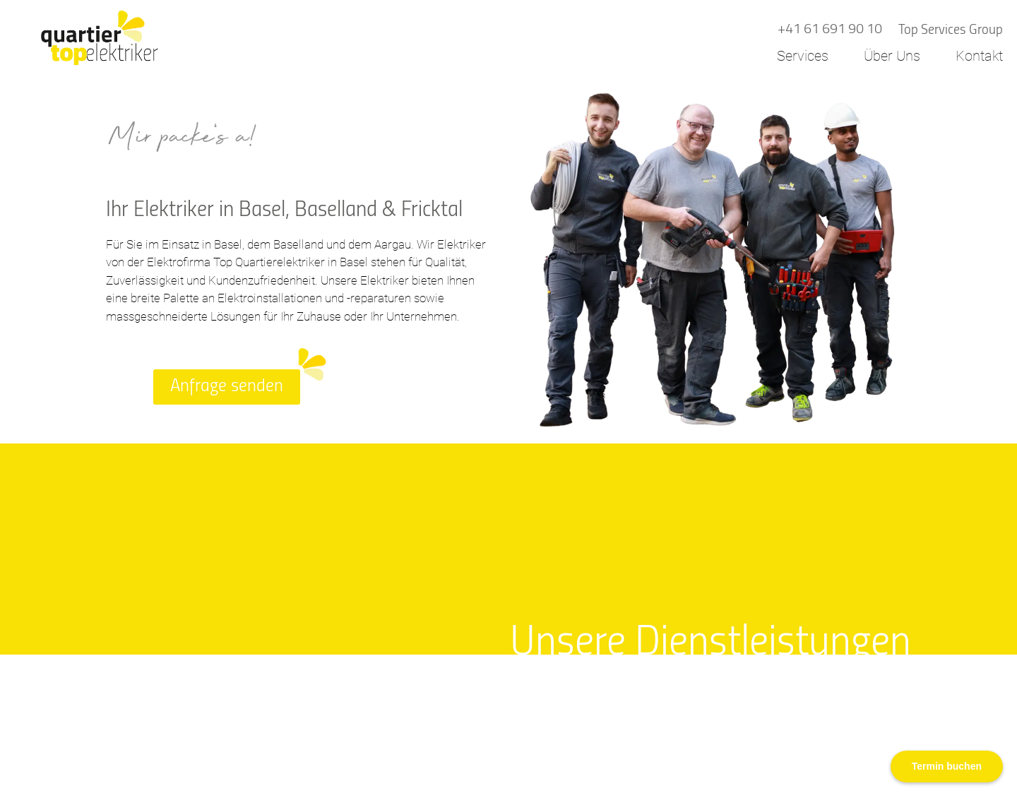 Aktuelle Website-Vorschau von Top Quartierelektriker GmbH - Elektrotechniker