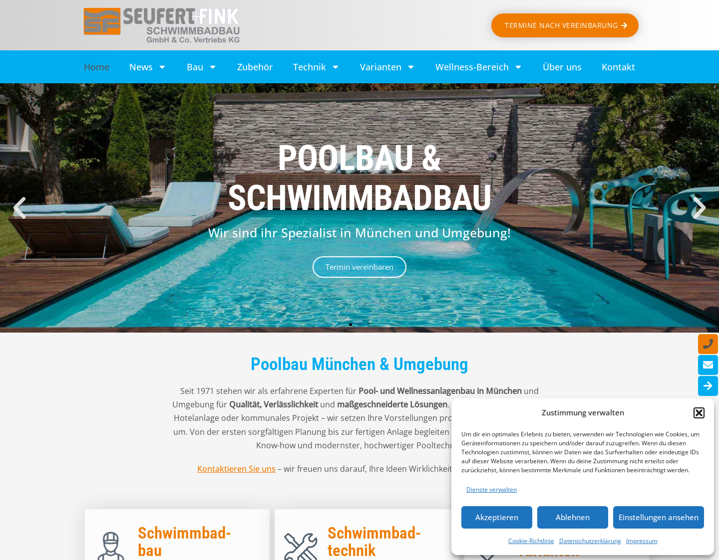 Aktuelle Website-Vorschau von SEUFERT+FINK Schwimmbadbau GmbH & Co. Vertriebs KG