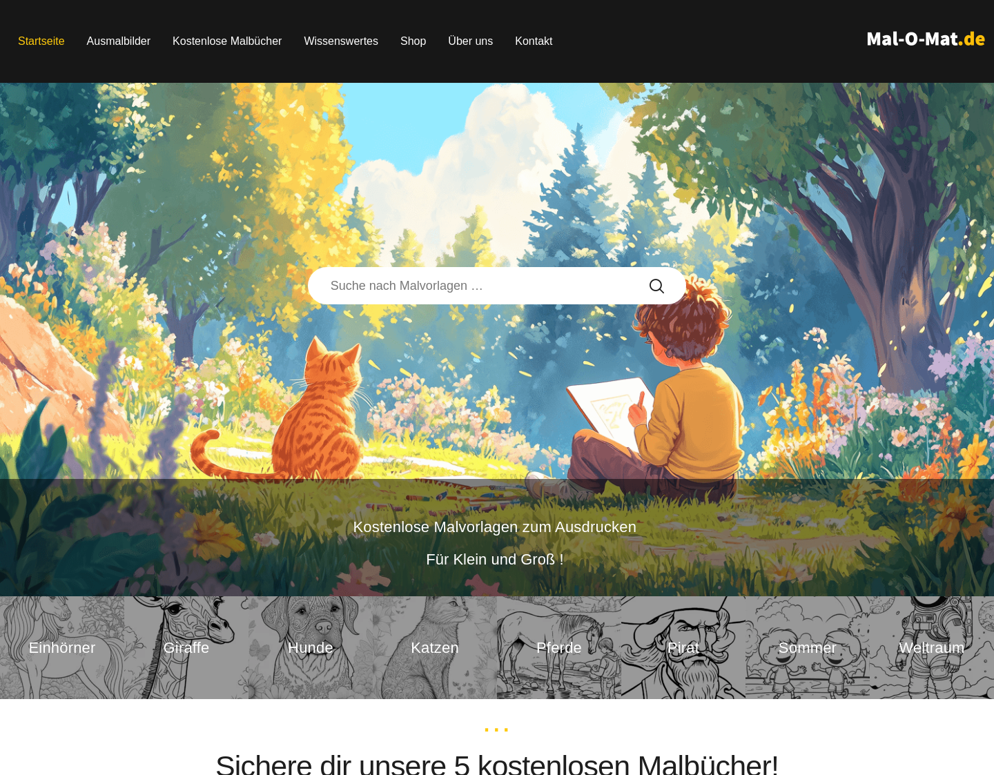 Aktuelle Website-Vorschau von Mal-O-Mat.de - Kostenlose Ausmalbilder