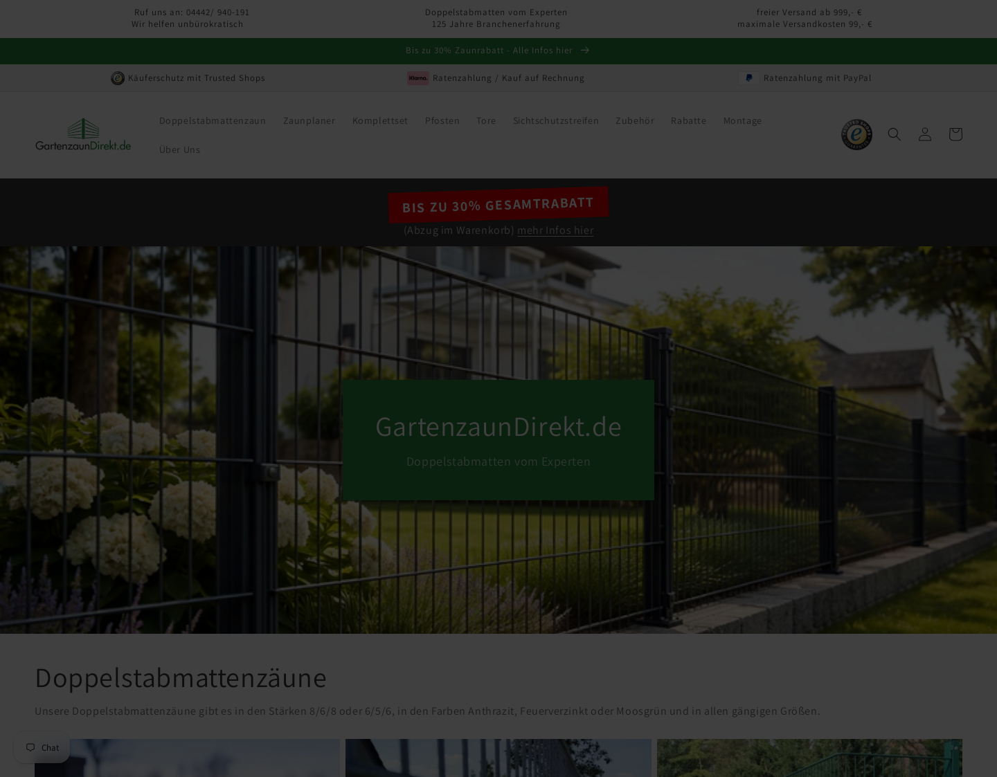 Aktuelle Website-Vorschau von GartenzaunDirekt