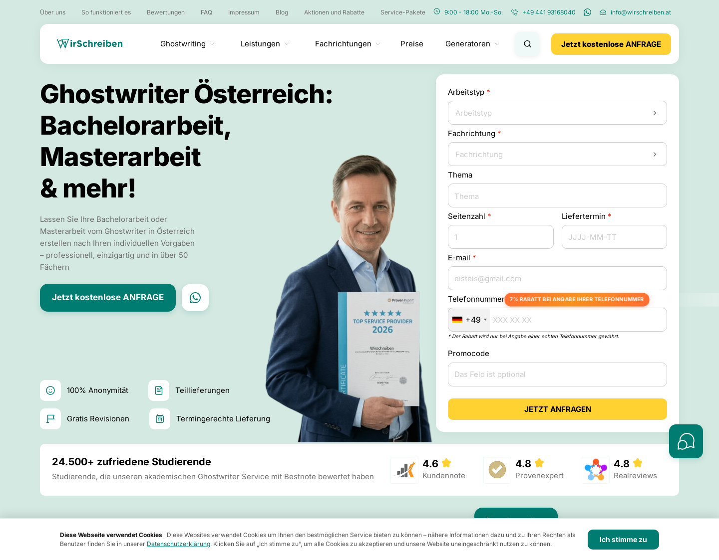 Aktuelle Website-Vorschau von Ghostwriter Österreich ? Ihre beste Lösung!