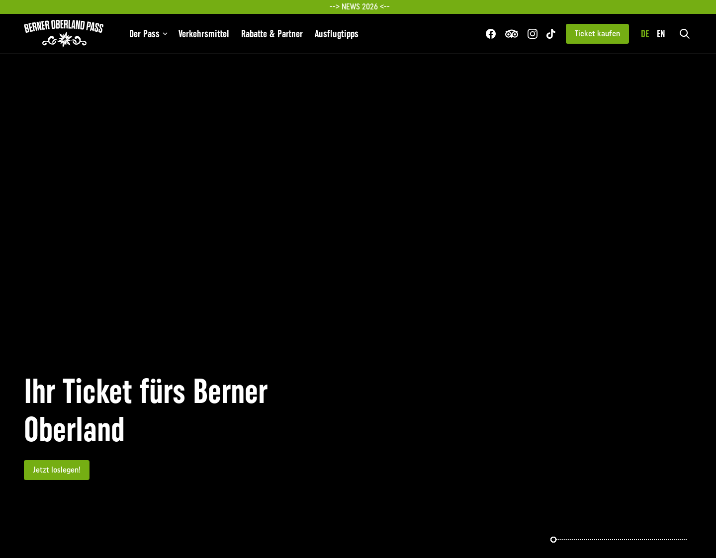 Aktuelle Website-Vorschau von Berner Oberland Pass