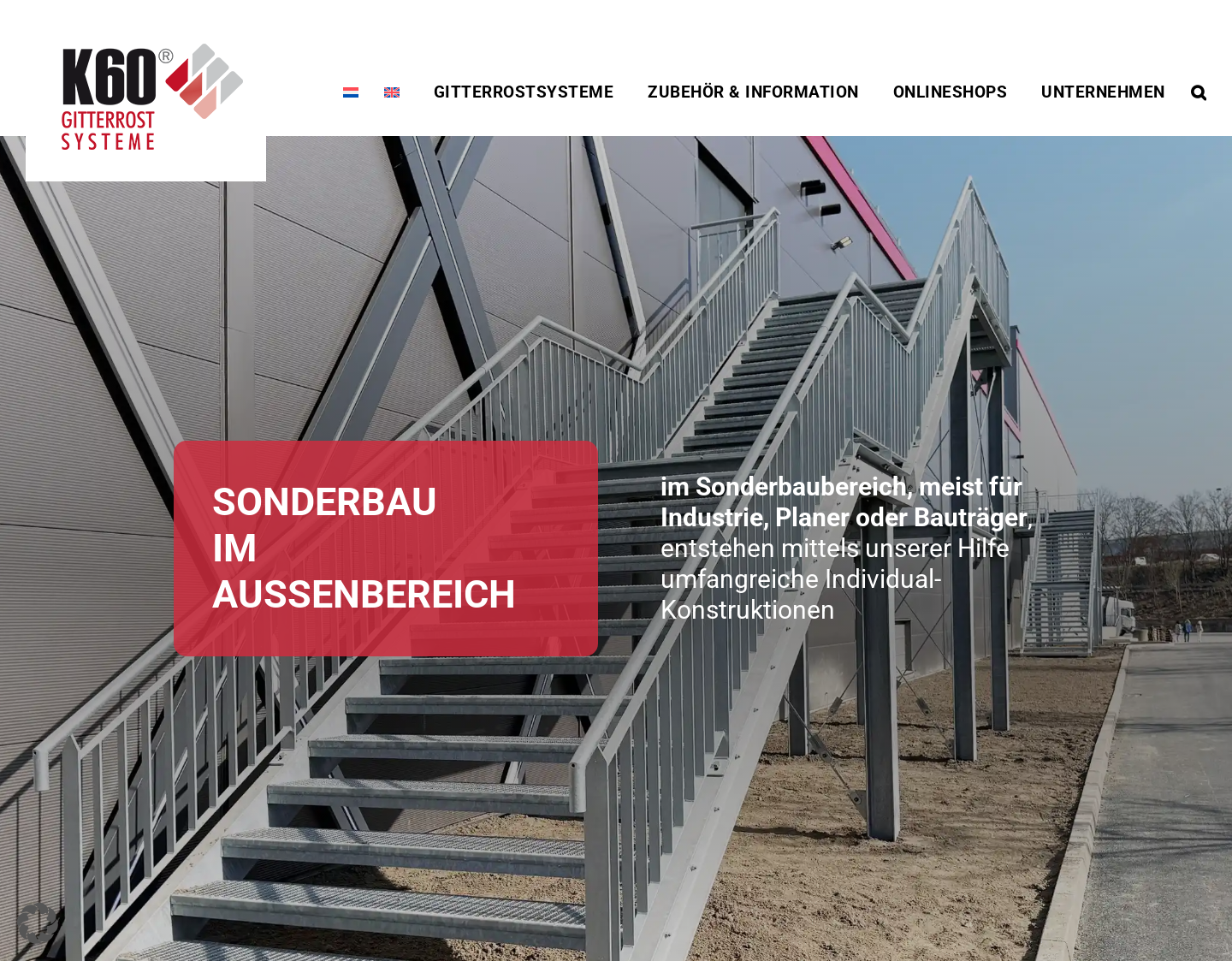 Aktuelle Website-Vorschau von K60 Gitterroste