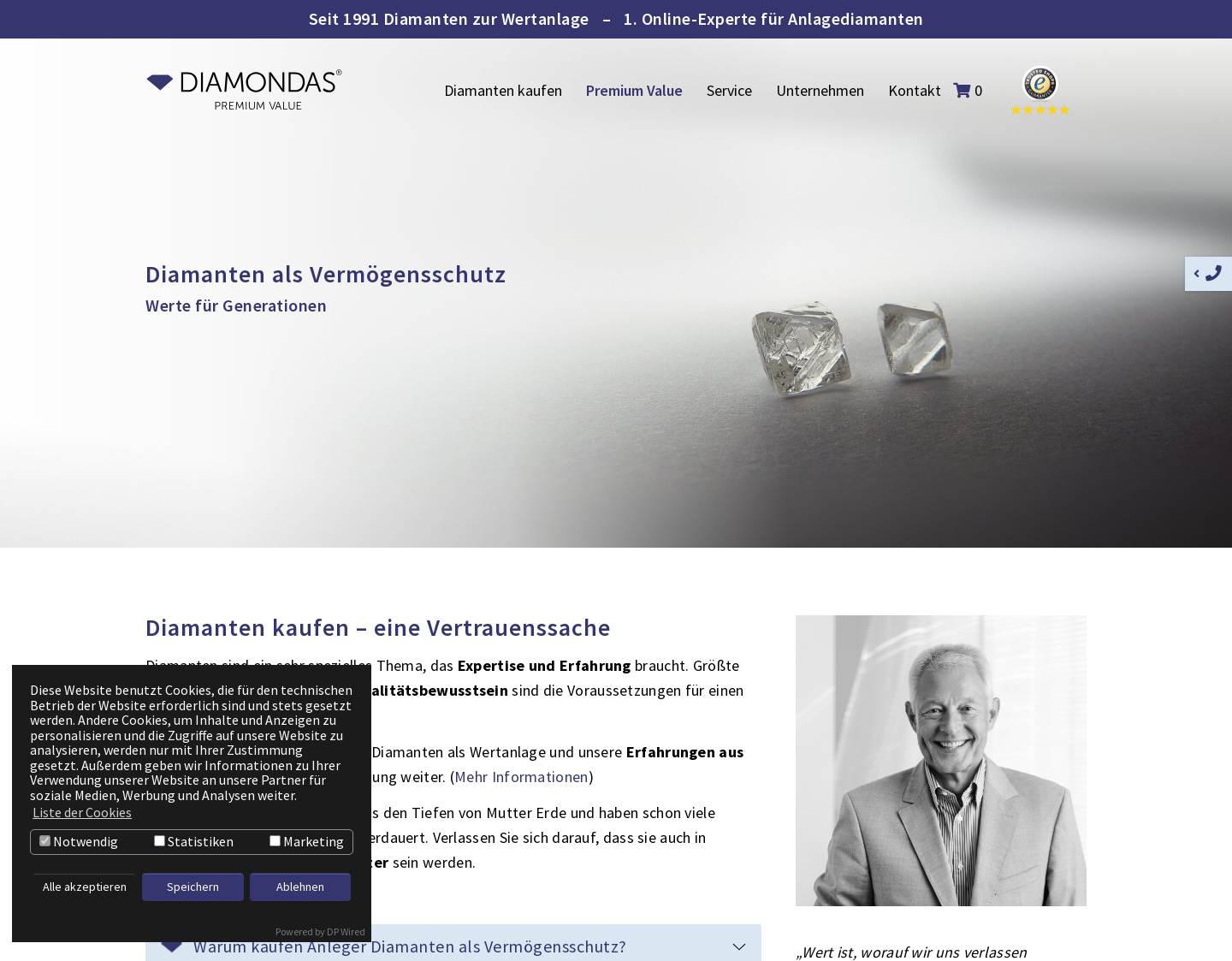 Aktuelle Website-Vorschau von DIAMONDAS