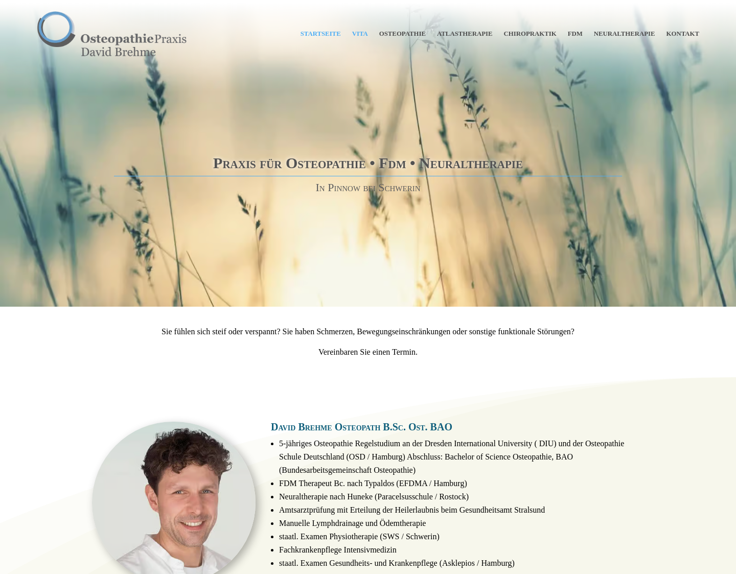 Aktuelle Website-Vorschau von Osteopathie in Pinnow