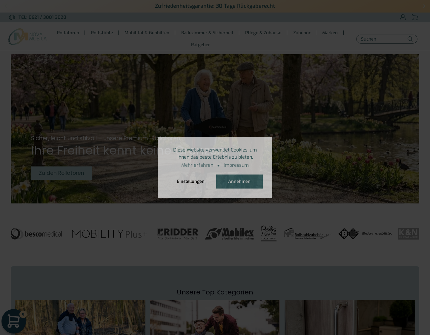 Aktuelle Website-Vorschau von Nova Mobila - Mobilität neu erleben!