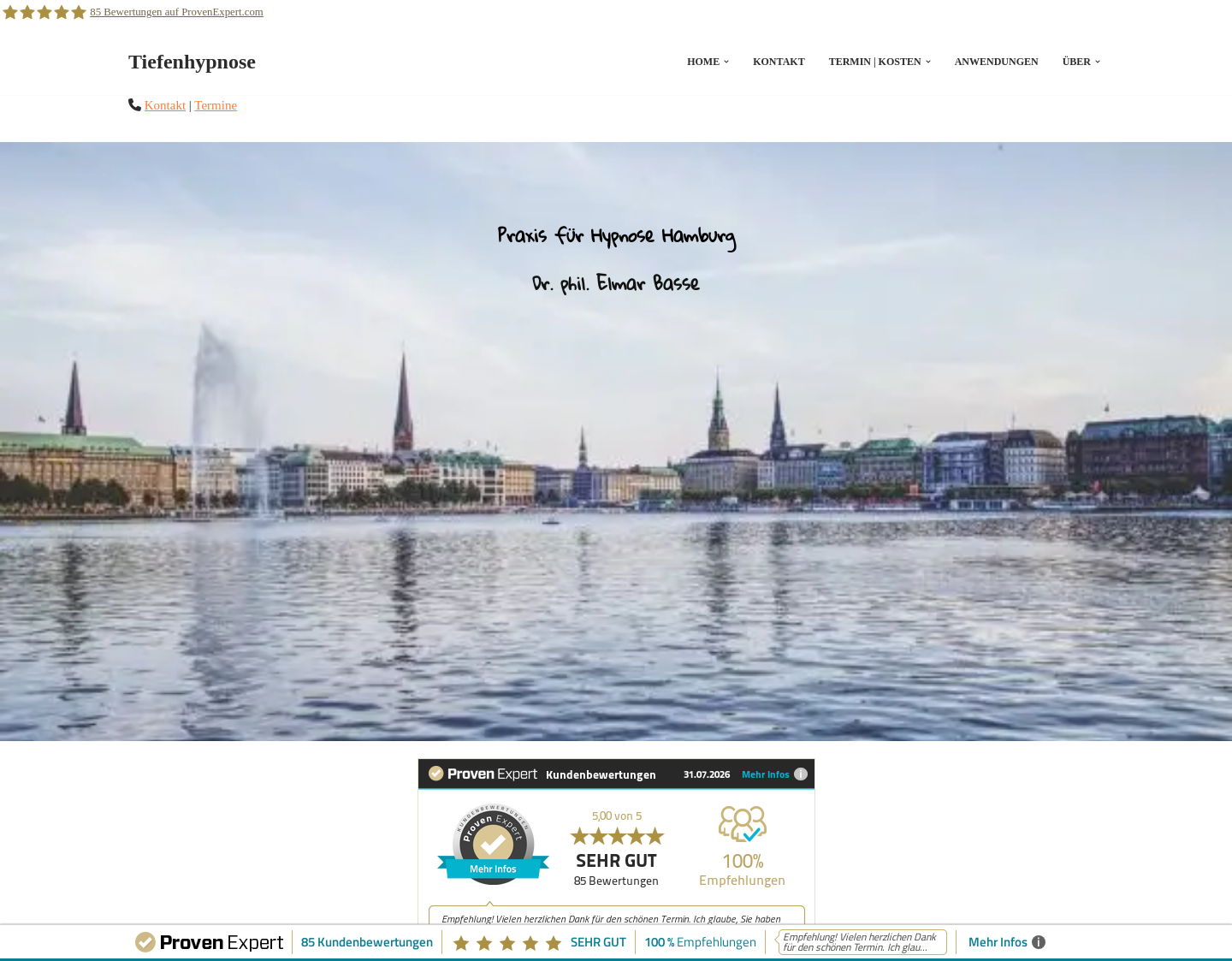 Aktuelle Website-Vorschau von Hypnose Hamburg Dr. Elmar Basse