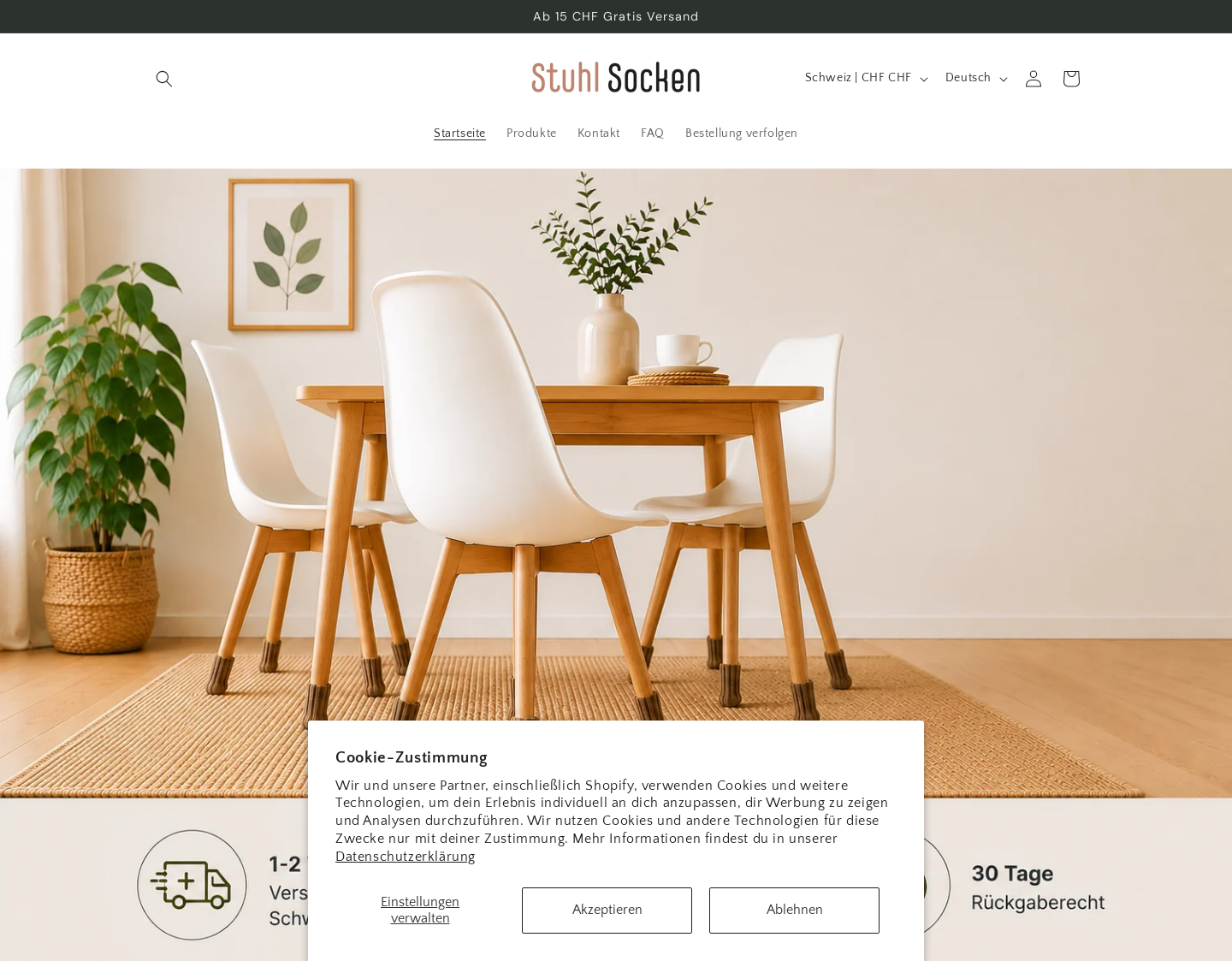 Aktuelle Website-Vorschau von Stuhlsocken Shop