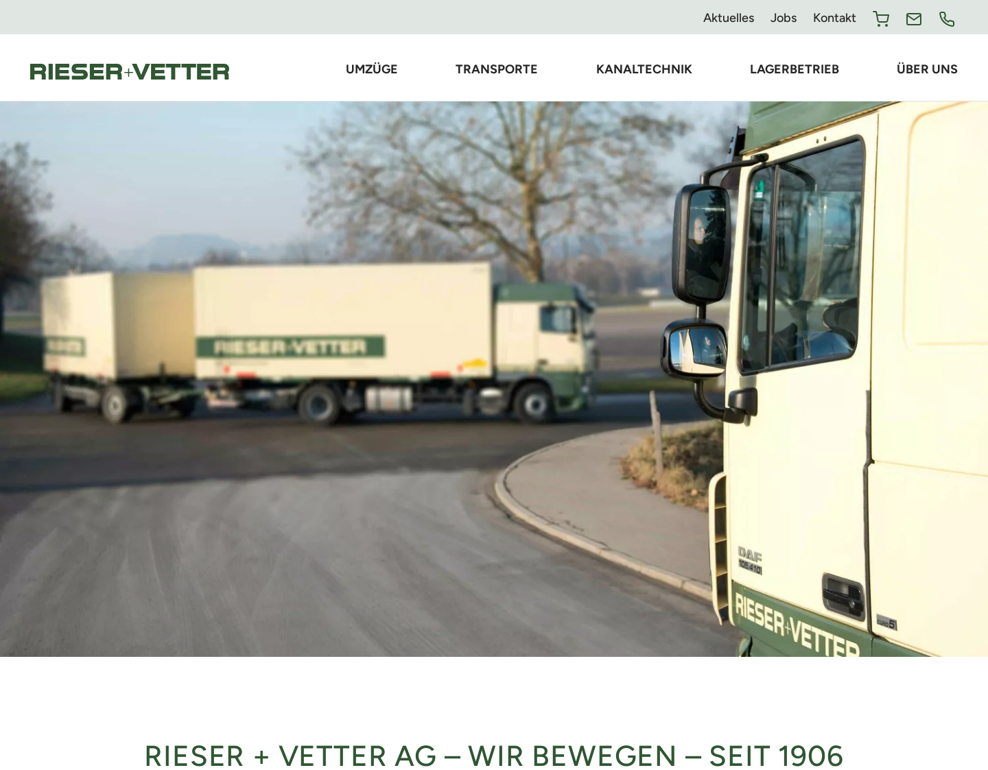 Aktuelle Website-Vorschau von Rieser + Vetter AG