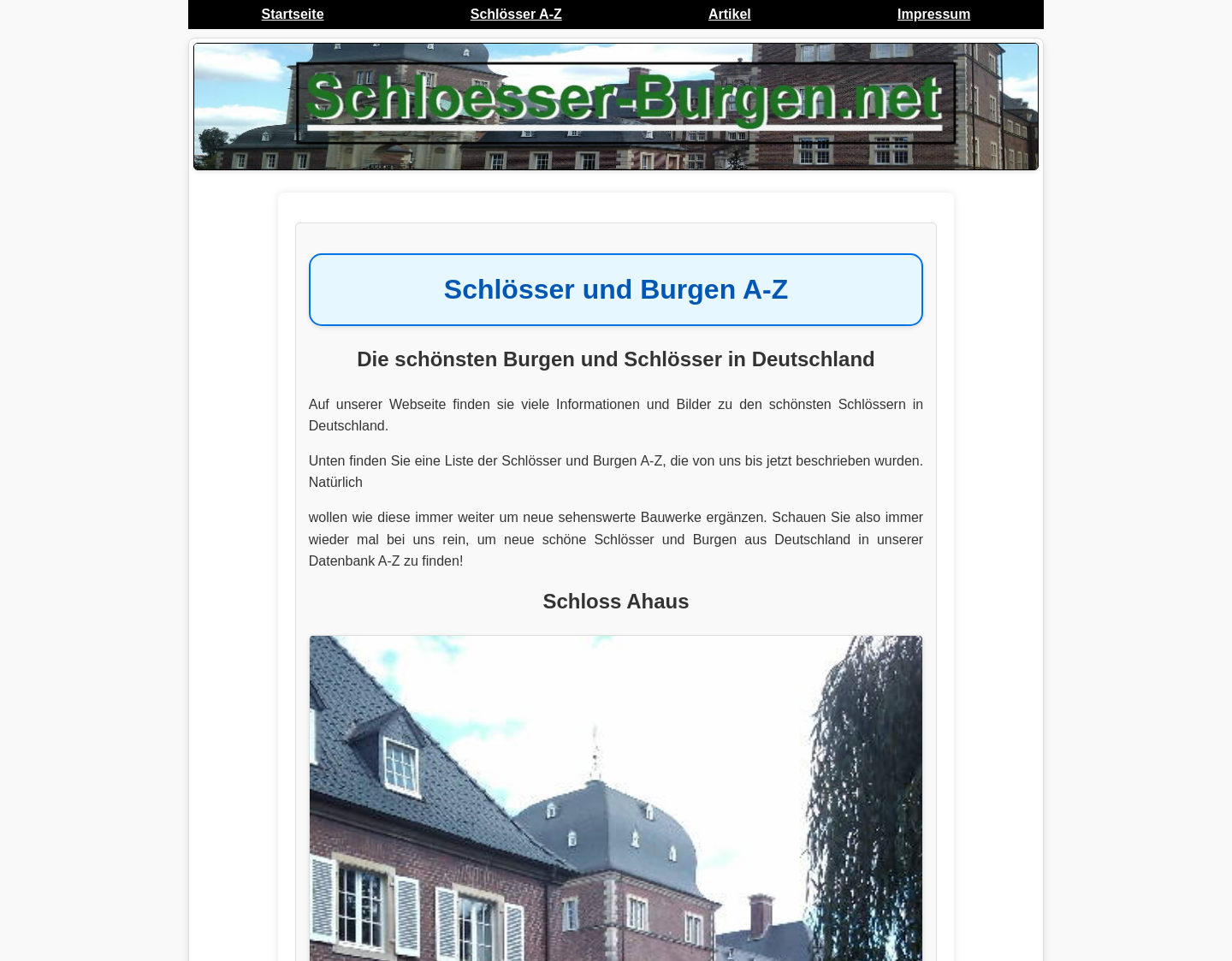 Aktuelle Website-Vorschau von Schlösser und Burgen