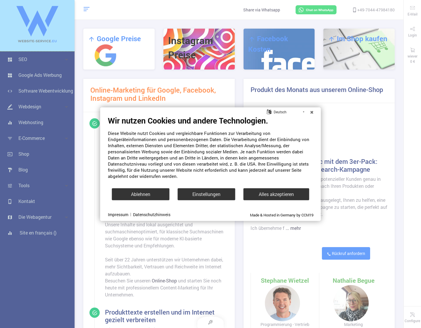 Aktuelle Website-Vorschau von Website-Service
