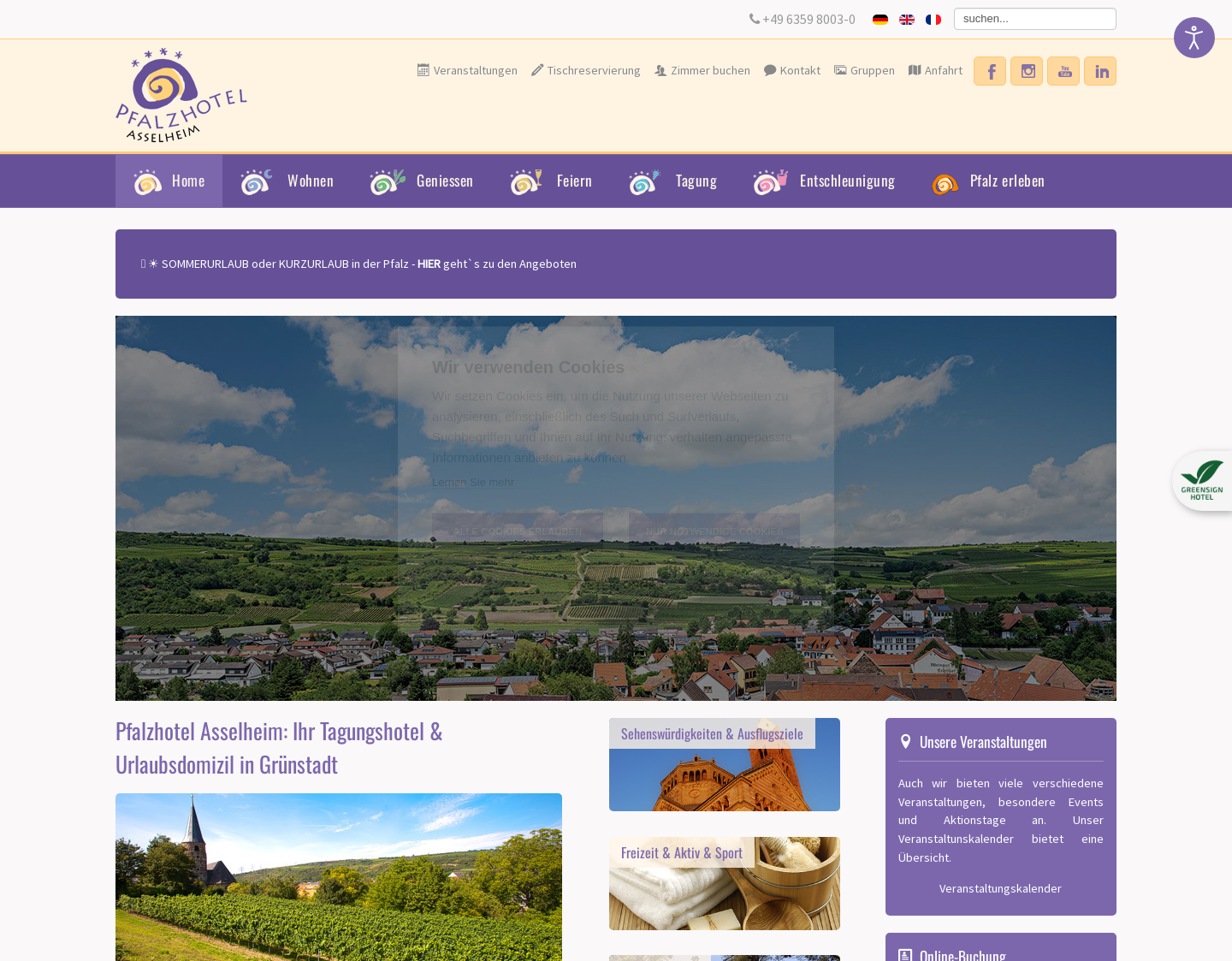 Aktuelle Website-Vorschau von Hotel Gruenstadt Hotels Asselheim Tagung