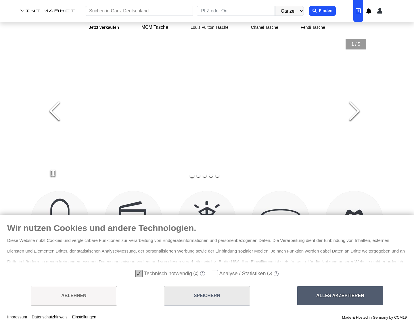 Aktuelle Website-Vorschau von Vintmarket