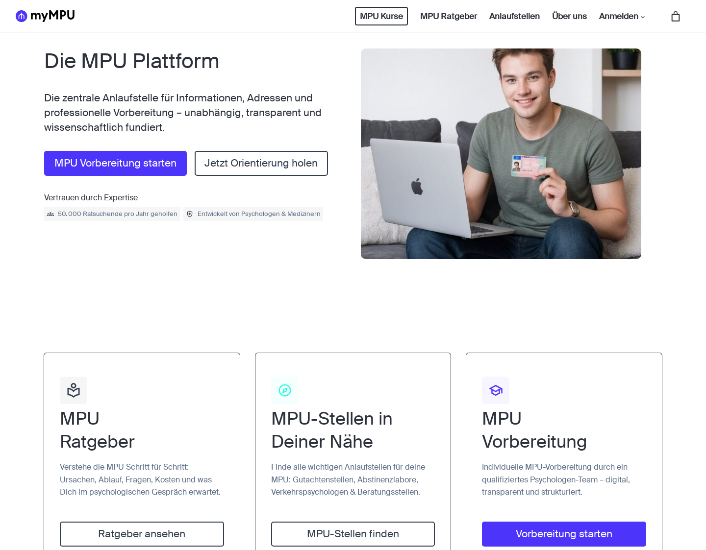 Aktuelle Website-Vorschau von myMPU