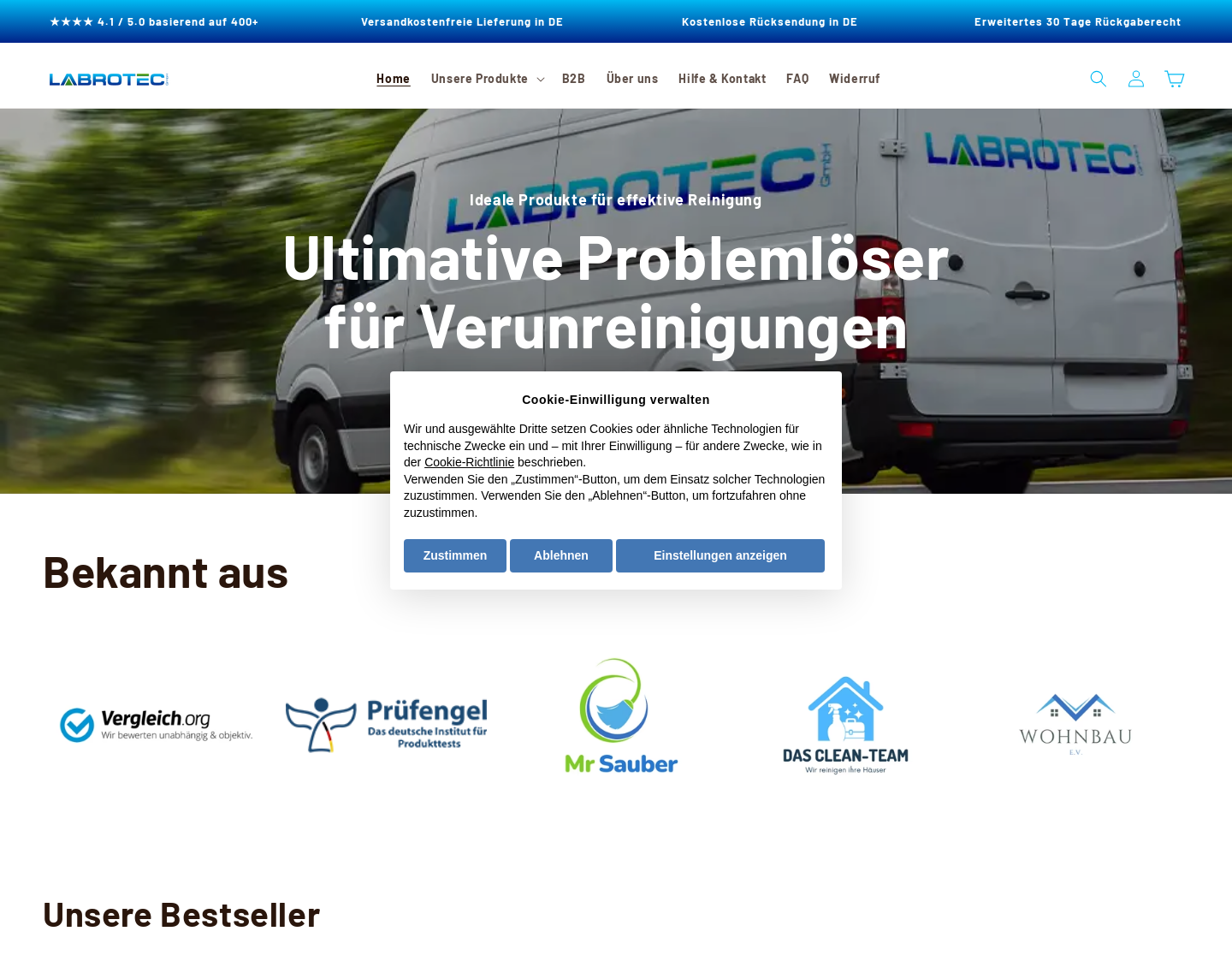 Aktuelle Website-Vorschau von LABROTEC GmbH