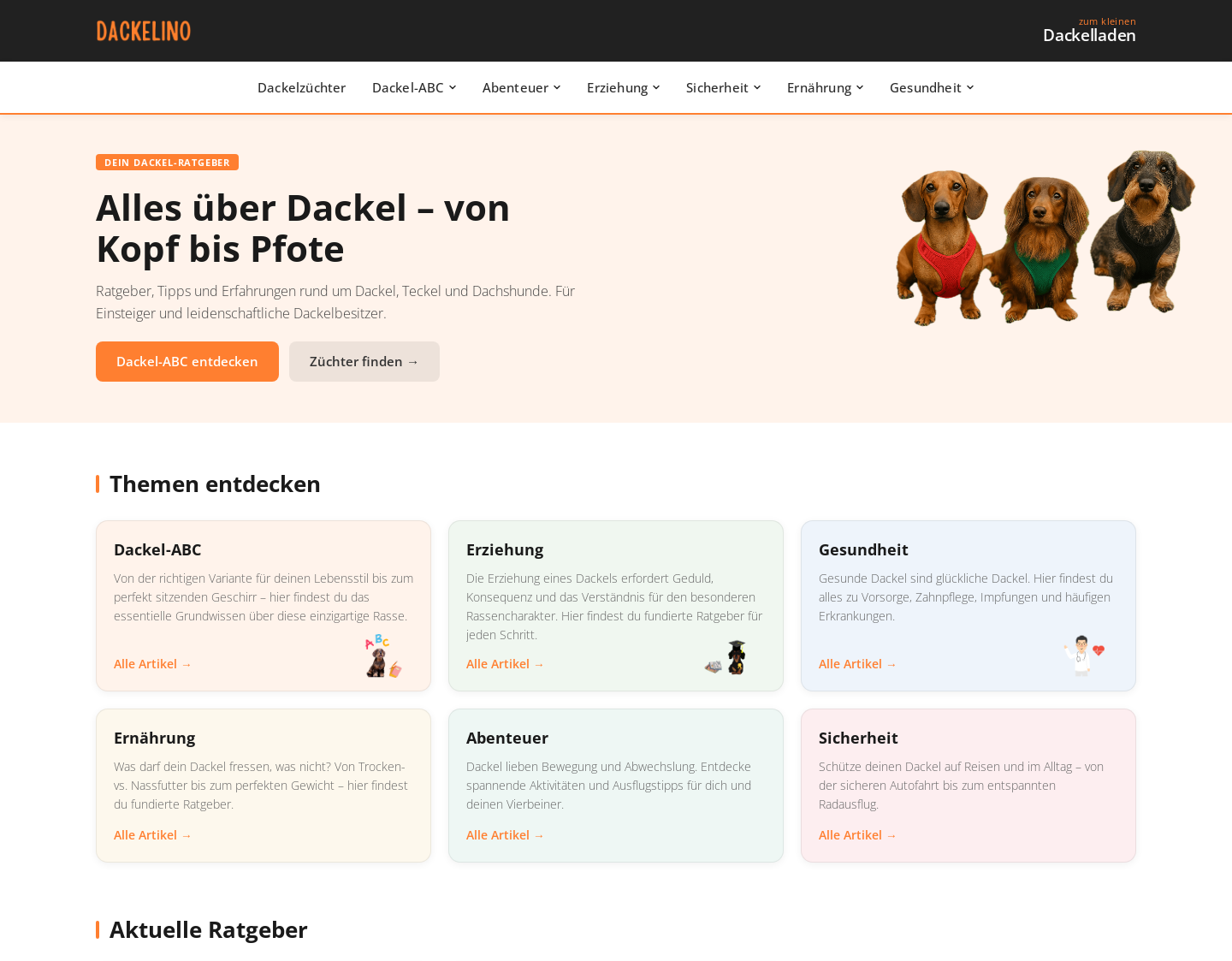 Aktuelle Website-Vorschau von Dackelino