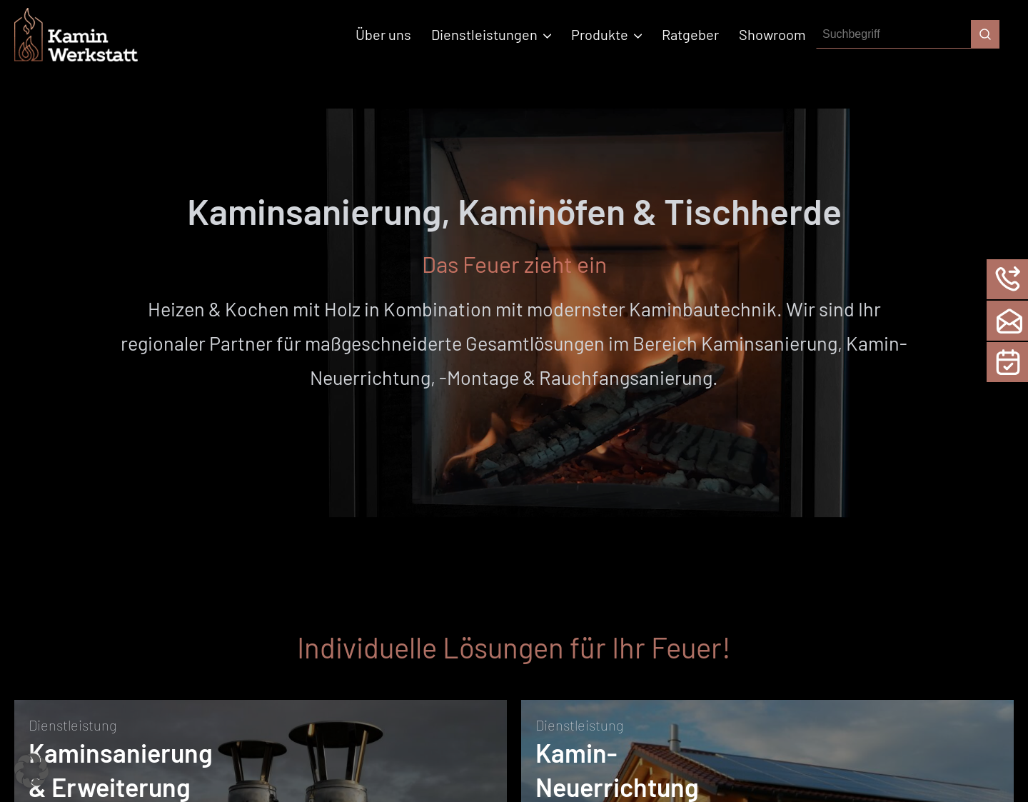 Aktuelle Website-Vorschau von Kaminwerkstatt e.U.