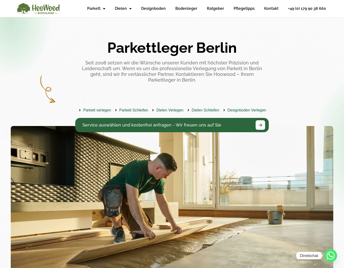 Aktuelle Website-Vorschau von Hoowood Bodenleger