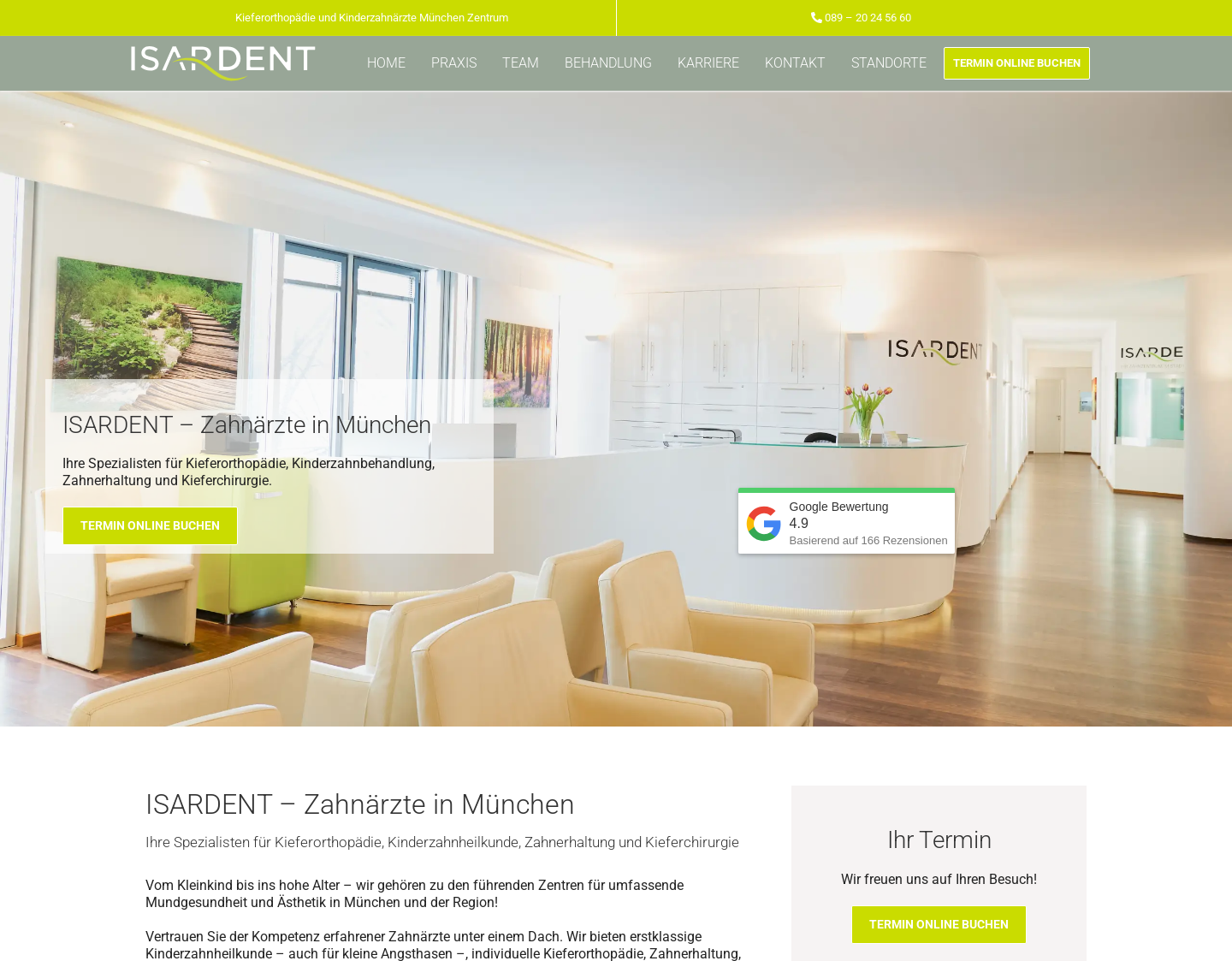 Aktuelle Website-Vorschau von ISARDENT - Ihr Zahnzentrum in München