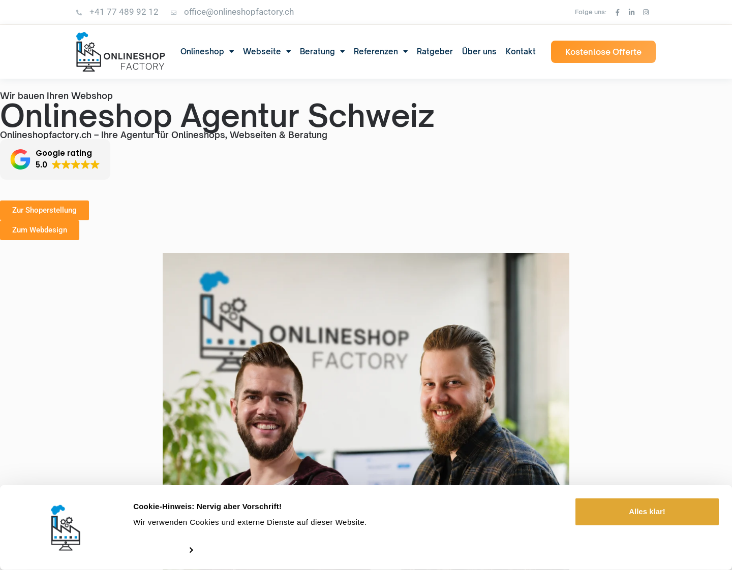 Aktuelle Website-Vorschau von Onlineshop Agentur