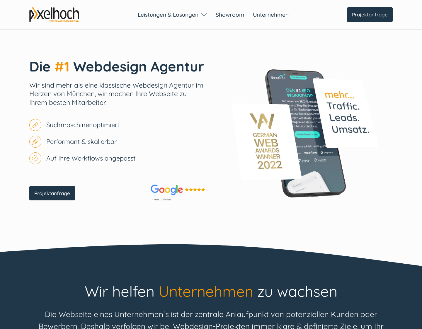 Aktuelle Website-Vorschau von Webdesign Agentur Pixelhoch UG